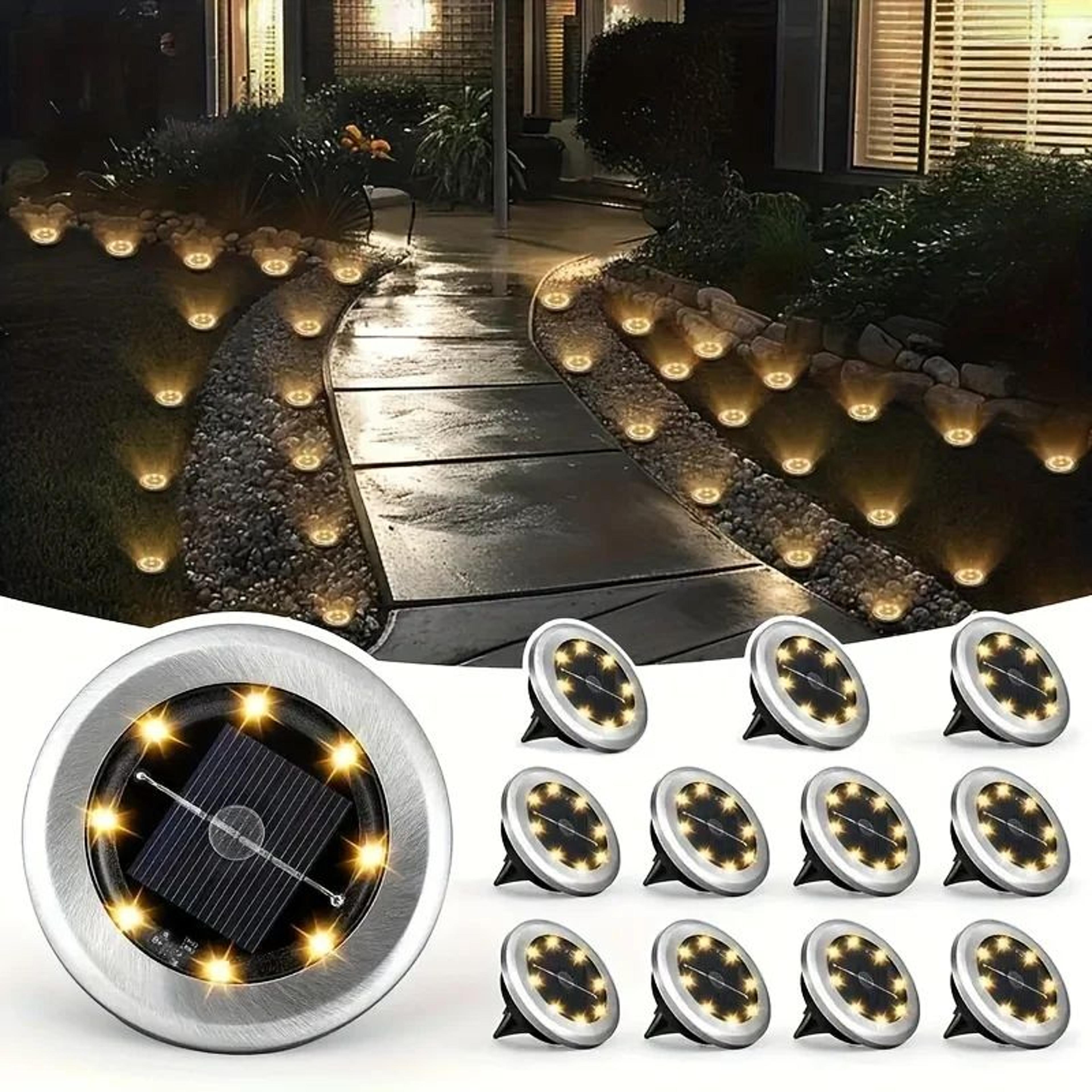 Mini Rotating Solar LED Ground Lights 4PCS Stainless Steel Outdoor Pathway Lights 0
