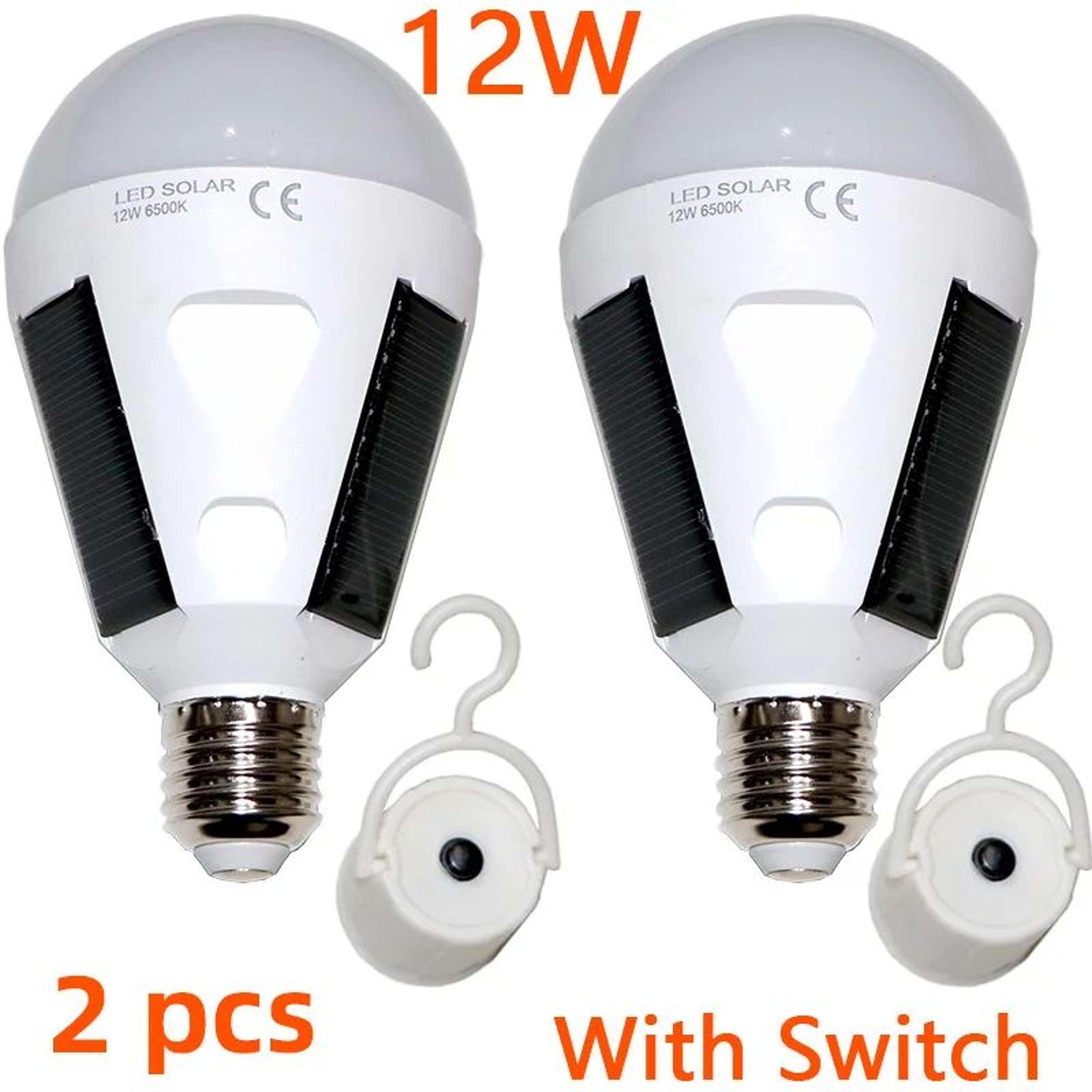 E27 Rechargeable Solar LED Bulb 7W 12W Emergency Camping Light 11
