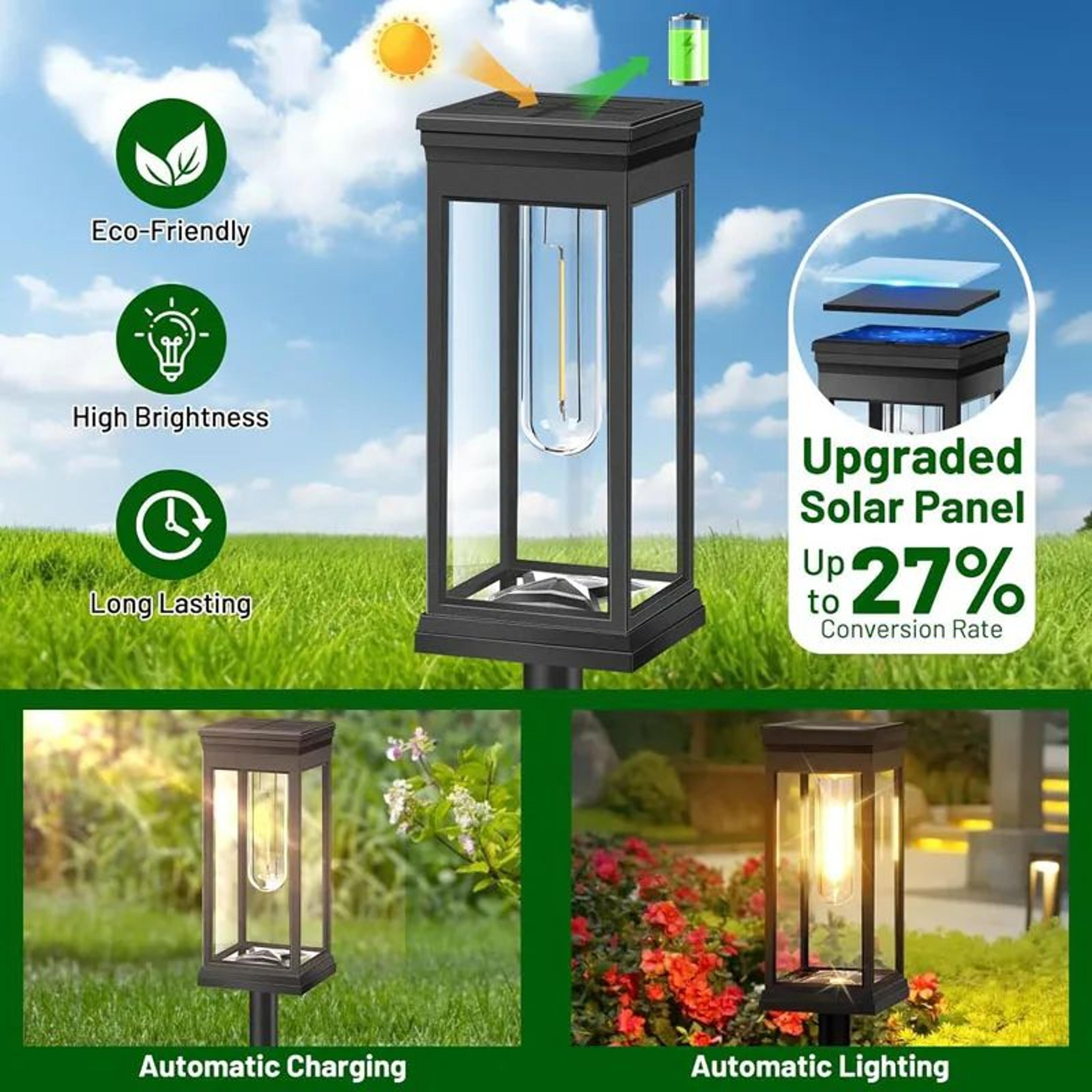 Retro Solar Pathway Lights  Warm White IP65 Waterproof Garden Stake Lights 246PCS 4