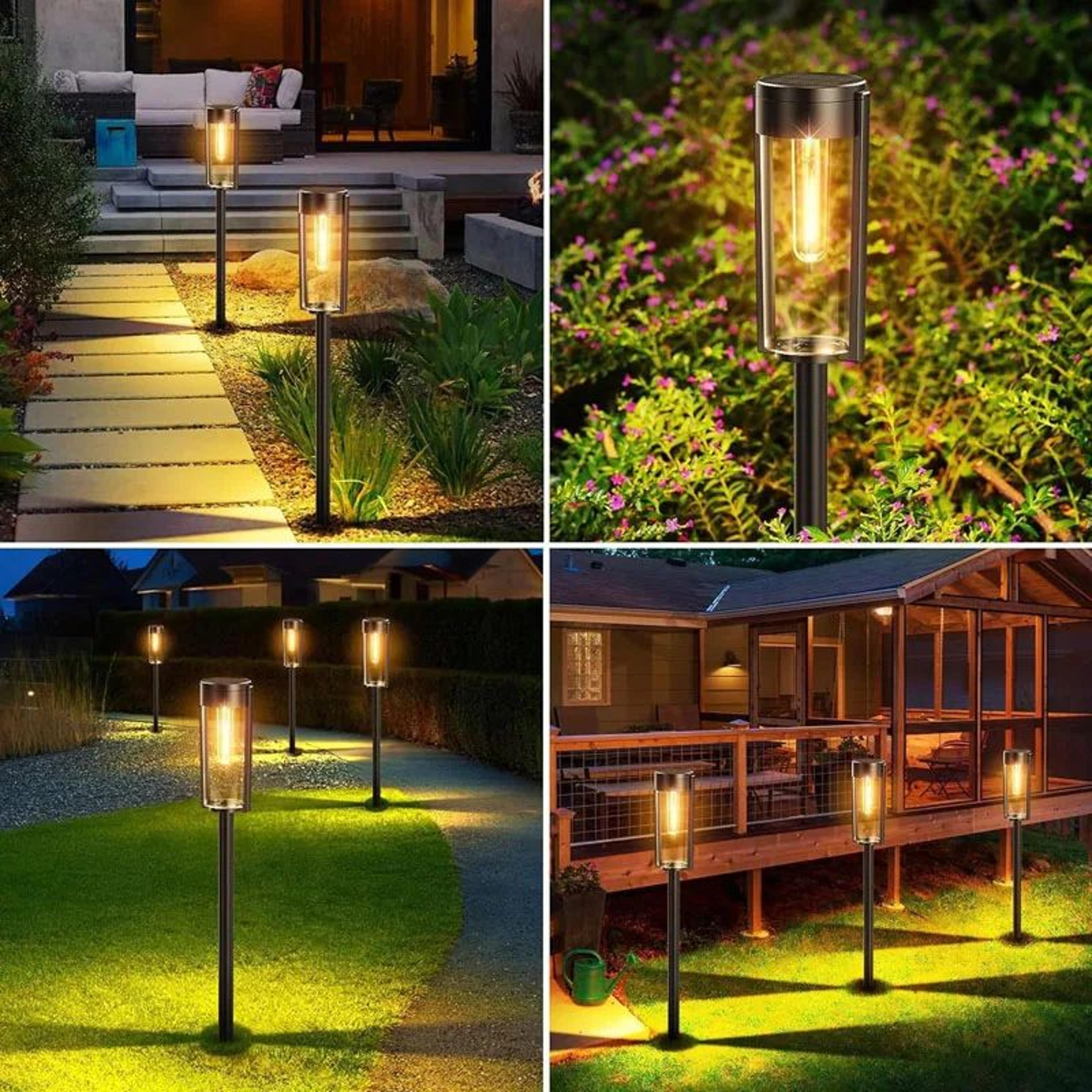 Retro Solar Pathway Lights  Warm White IP65 Waterproof Garden Stake Lights 246PCS 5