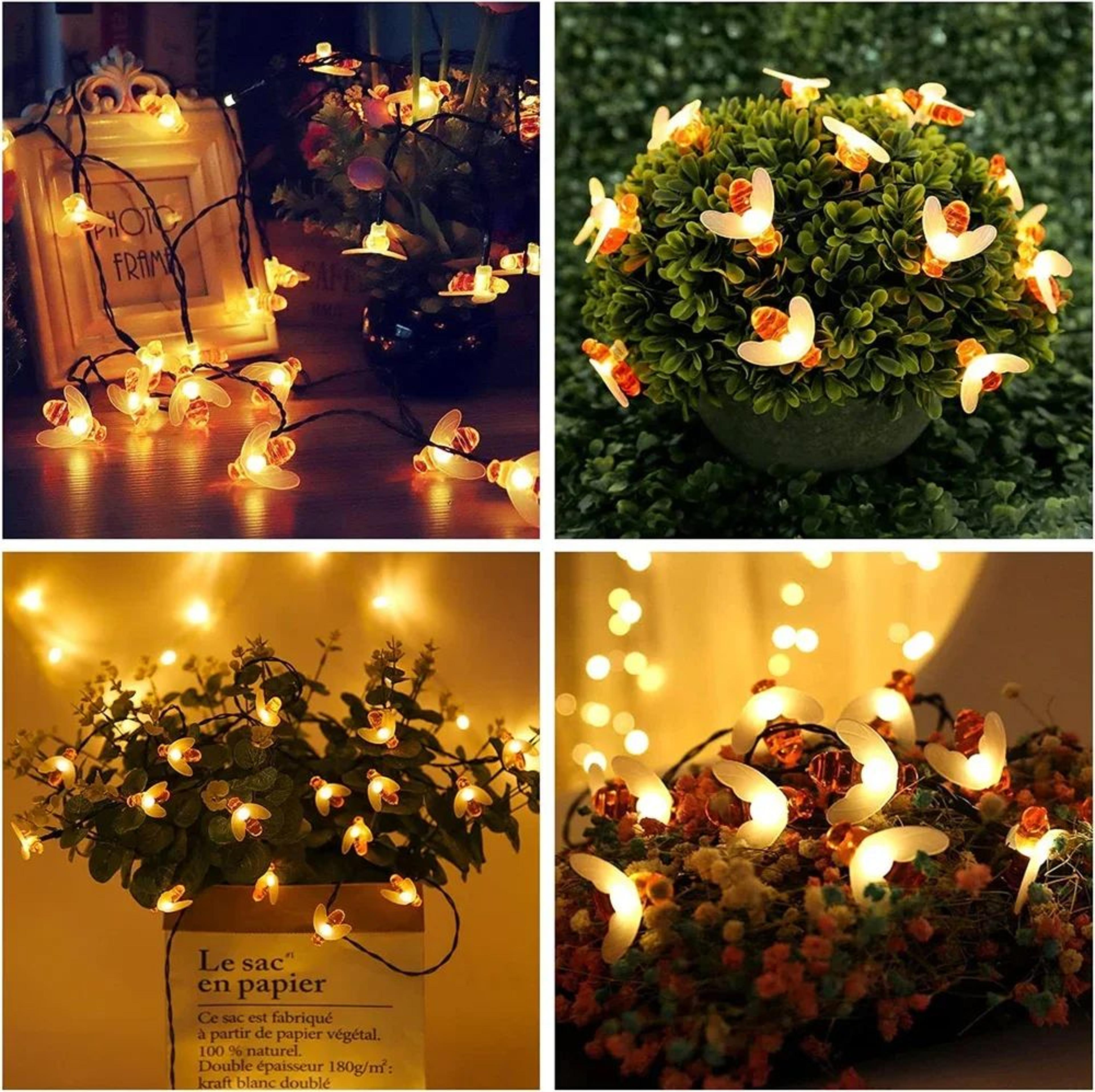 100 LED Solar Bee String Lights Outdoor Waterproof 8 Modes Garden Fairy Lights 4