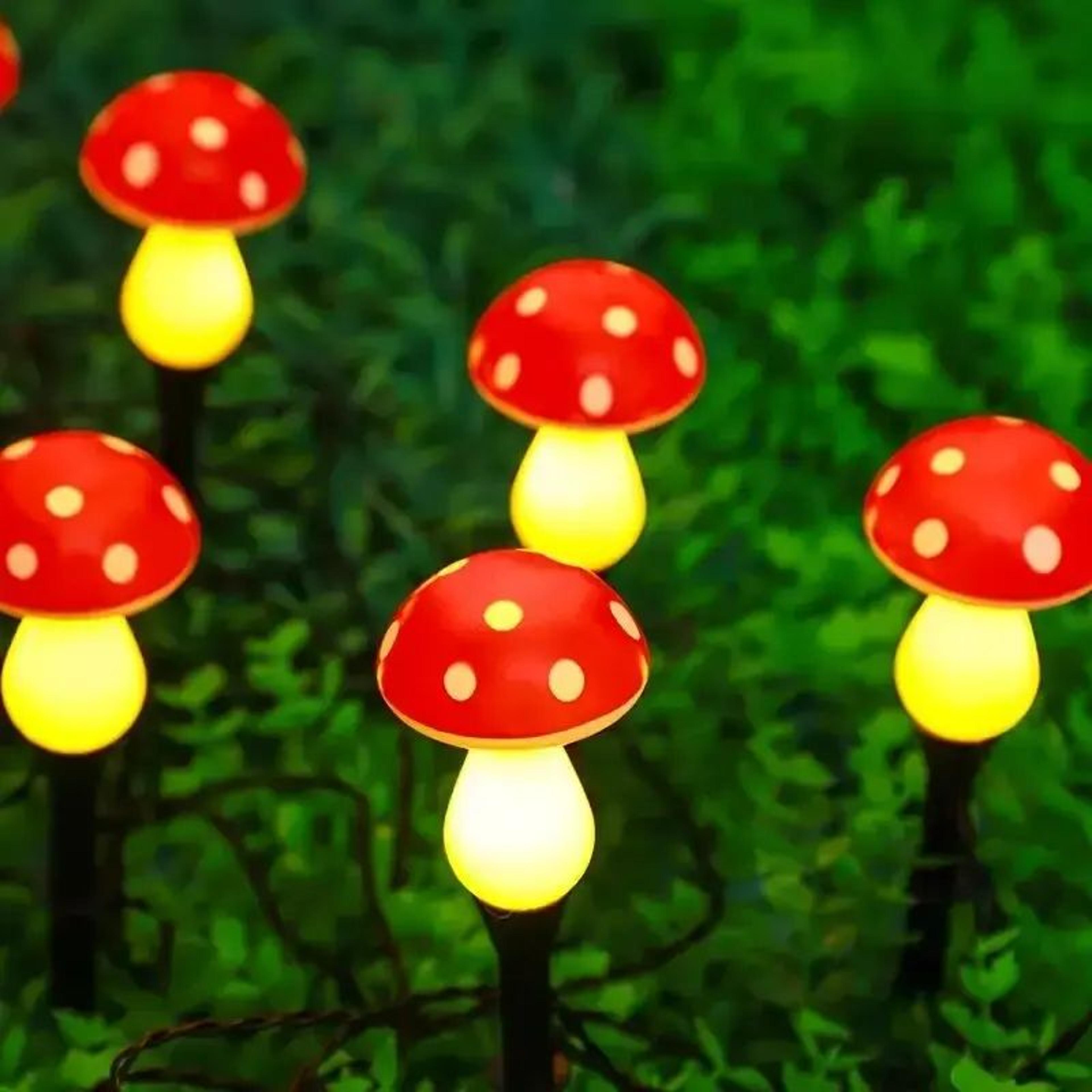Solar Mushroom Path Lights With 8 Lighting Modes Waterproof LED Garden Decor 8