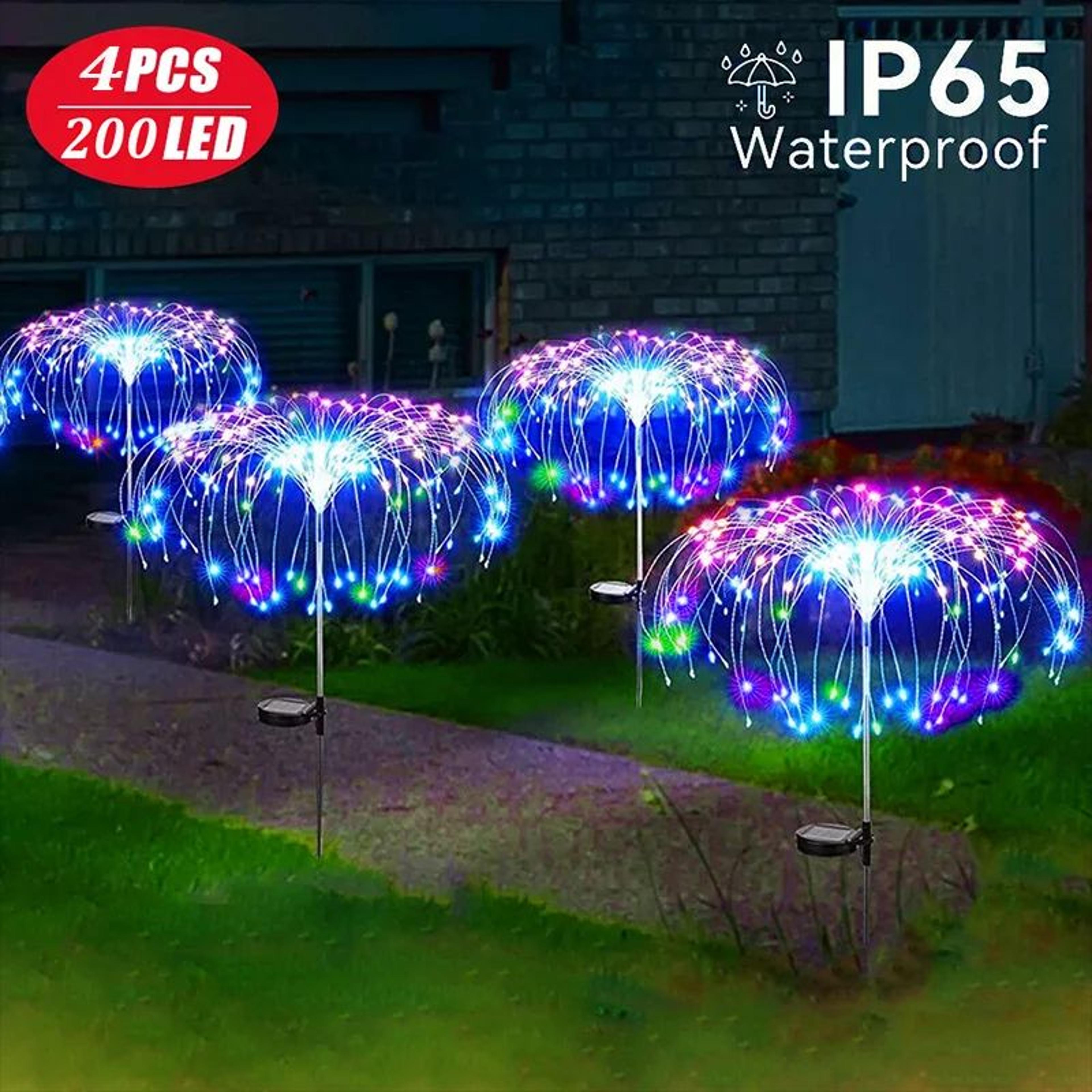 200 led solar dandelion firework garden light with 8 modes