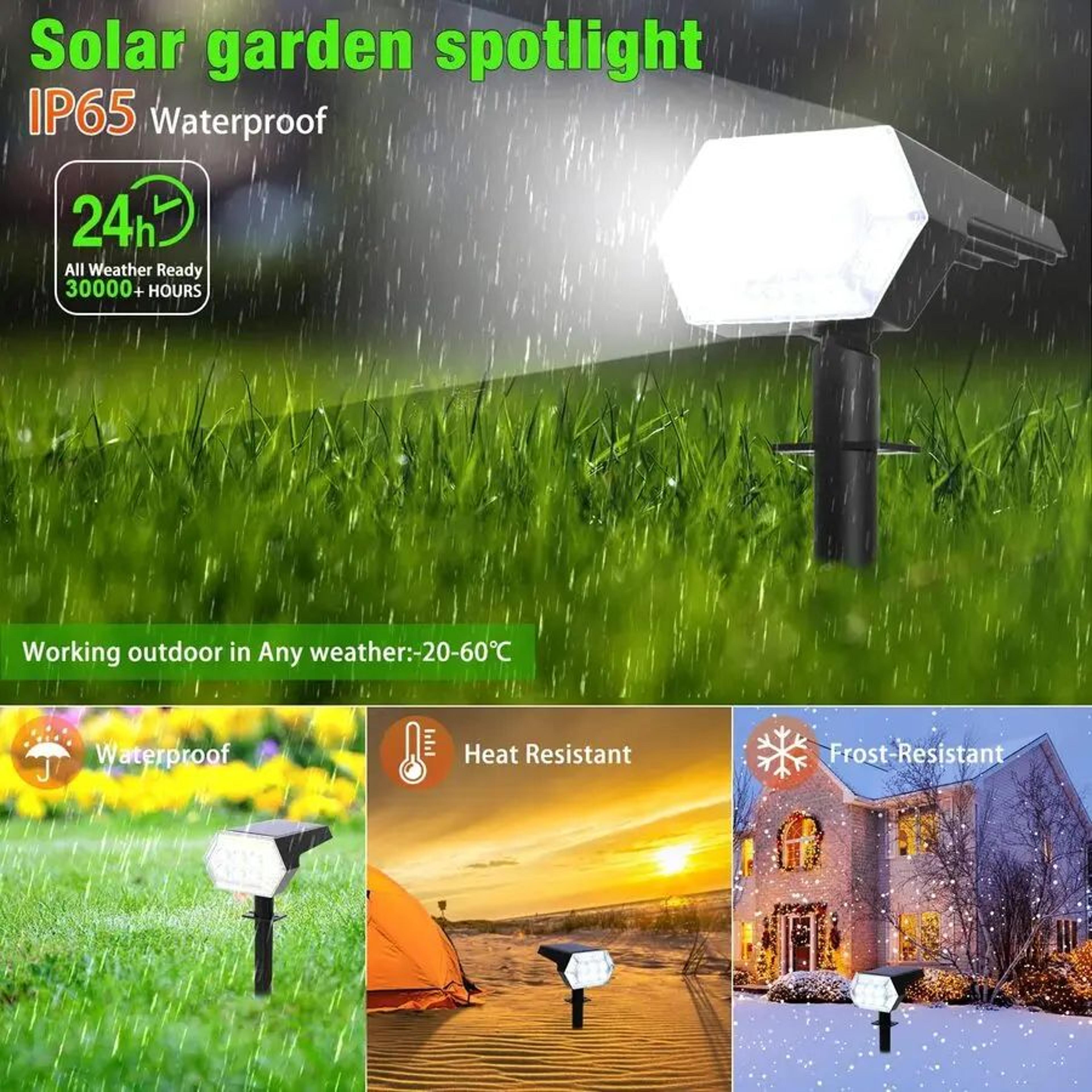 108 LED Solar Landscape Spotlights  Adjustable IP65 Waterproof Warm White Garden Lights 3