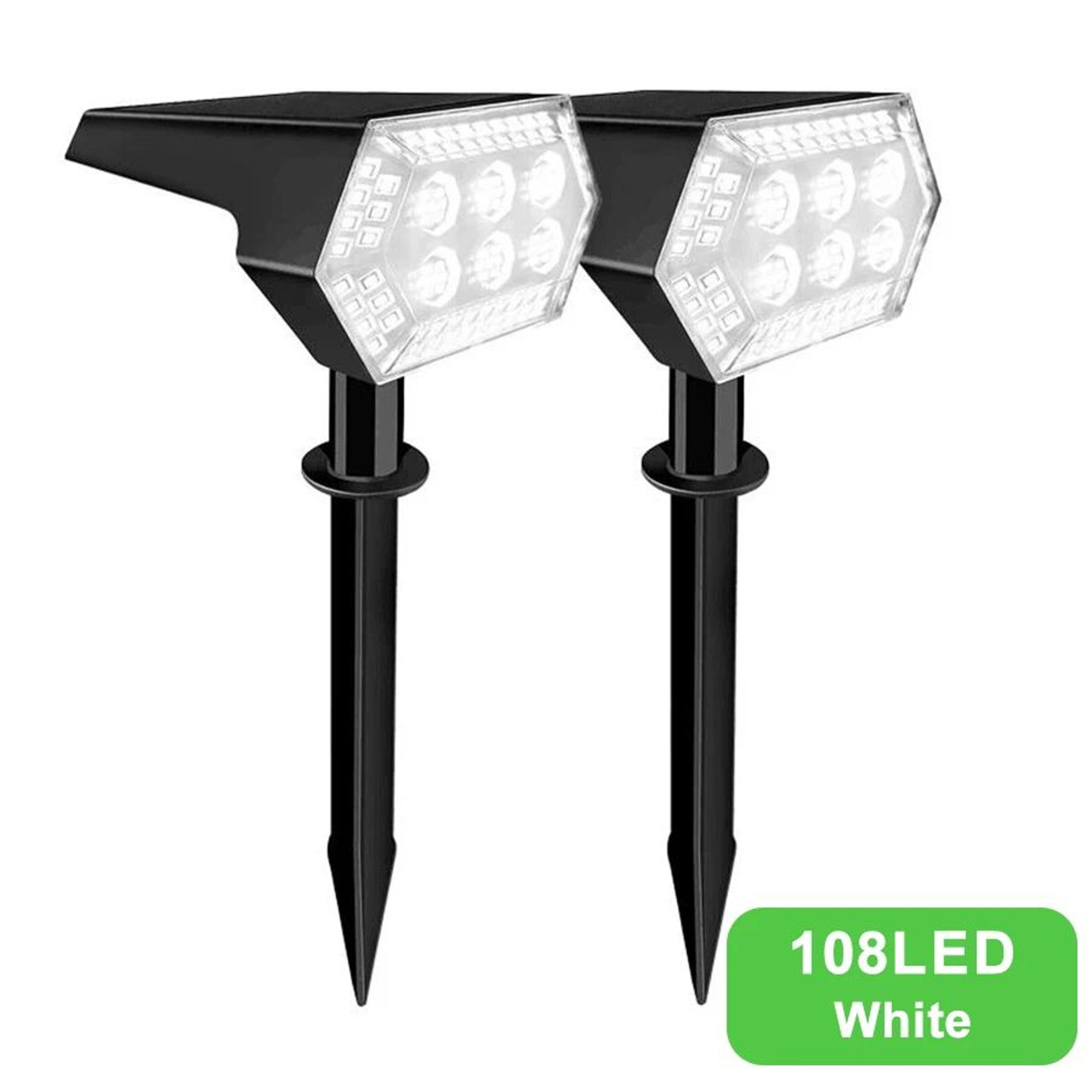 108 LED Solar Landscape Spotlights  Adjustable IP65 Waterproof Warm White Garden Lights 6