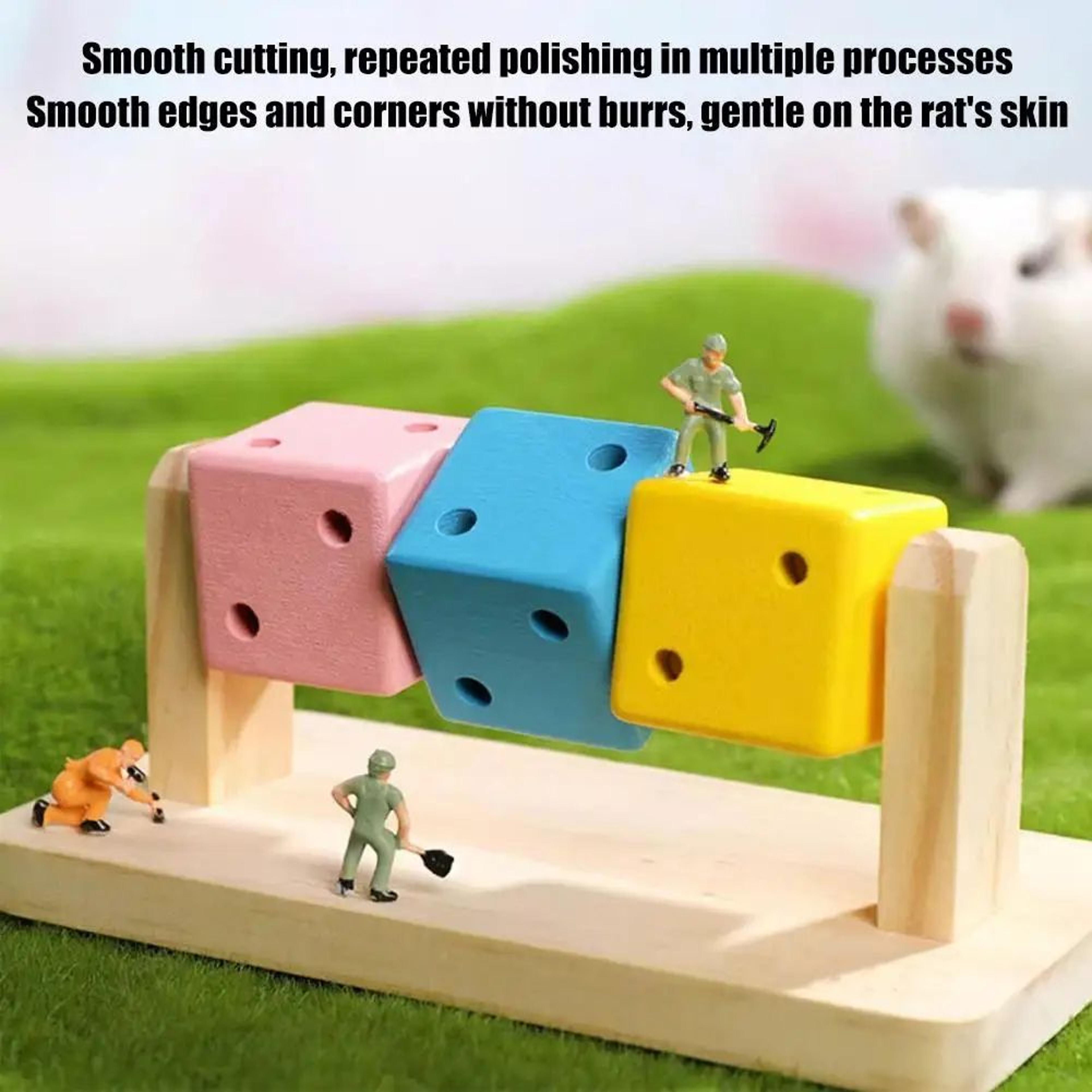 Colorful Wooden Cube Small Pet Chew Toy For Hamsters And Parrots 3