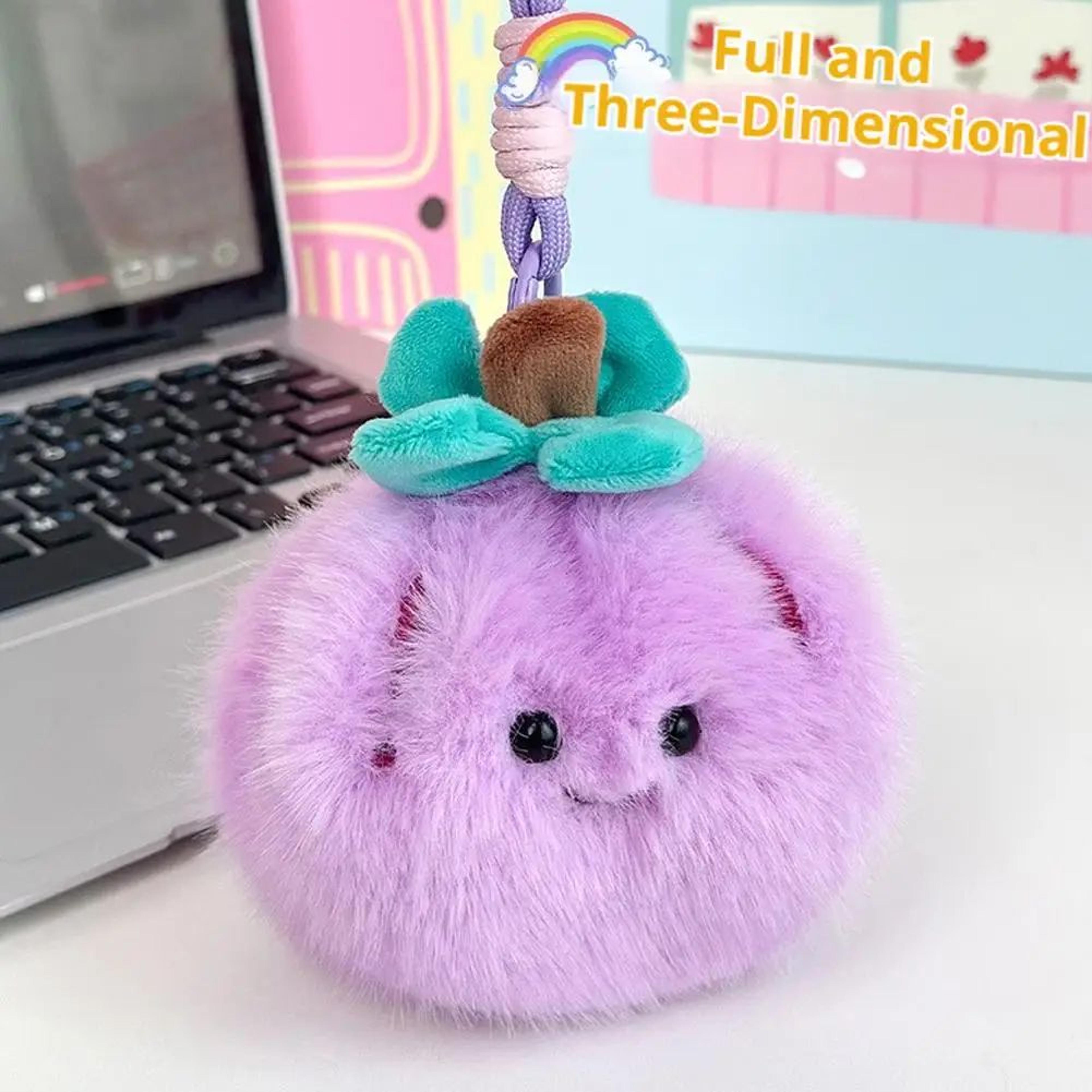 Peelable Orange Plush Keychain Soft Fruit Toy Backpack Pendant 2