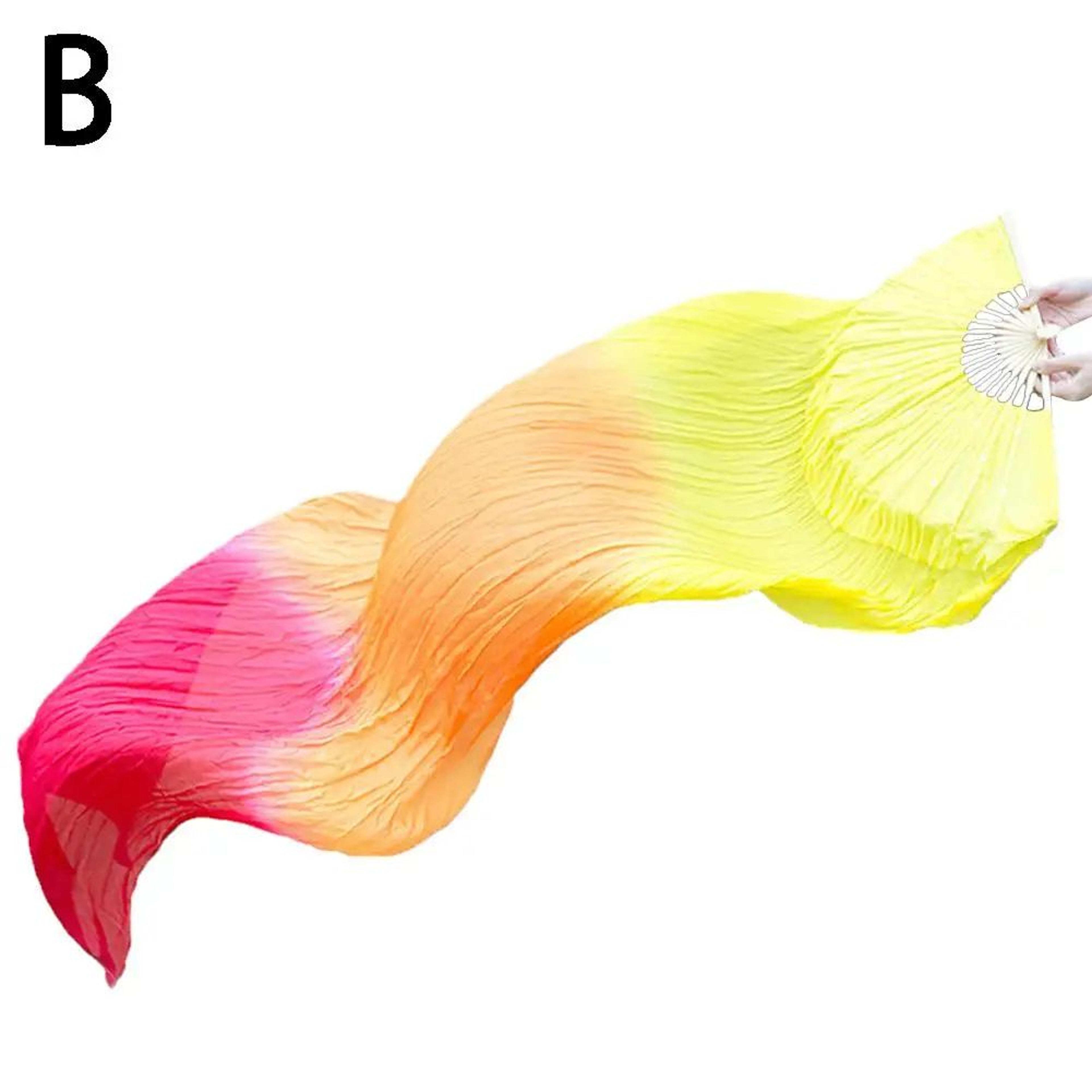 150cm Gradient Belly Dance Fan Veil With Imitation Silk Flowing Dance Prop 8