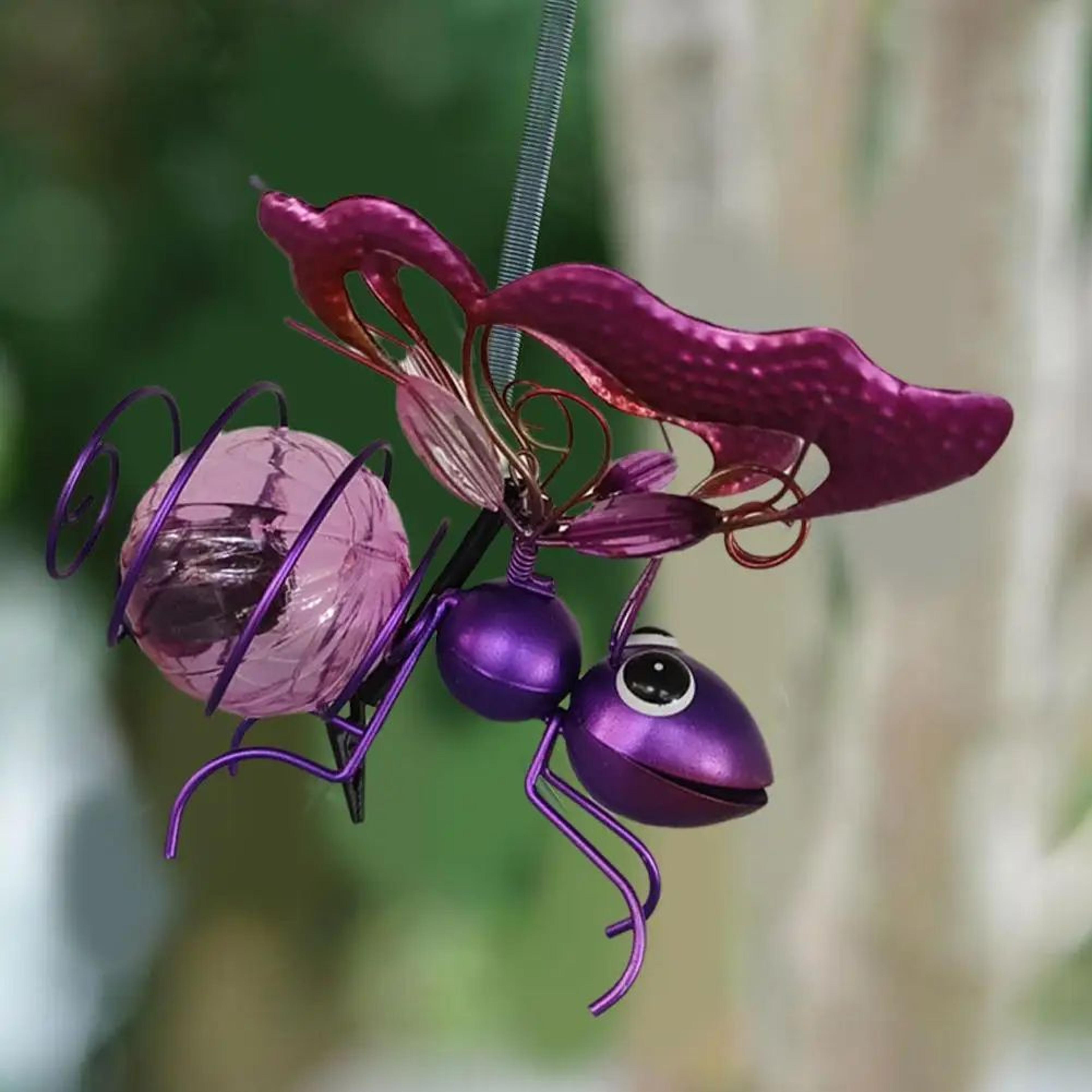 Solar Hanging Insect Fairy Light With Iron Garden Ornament 3