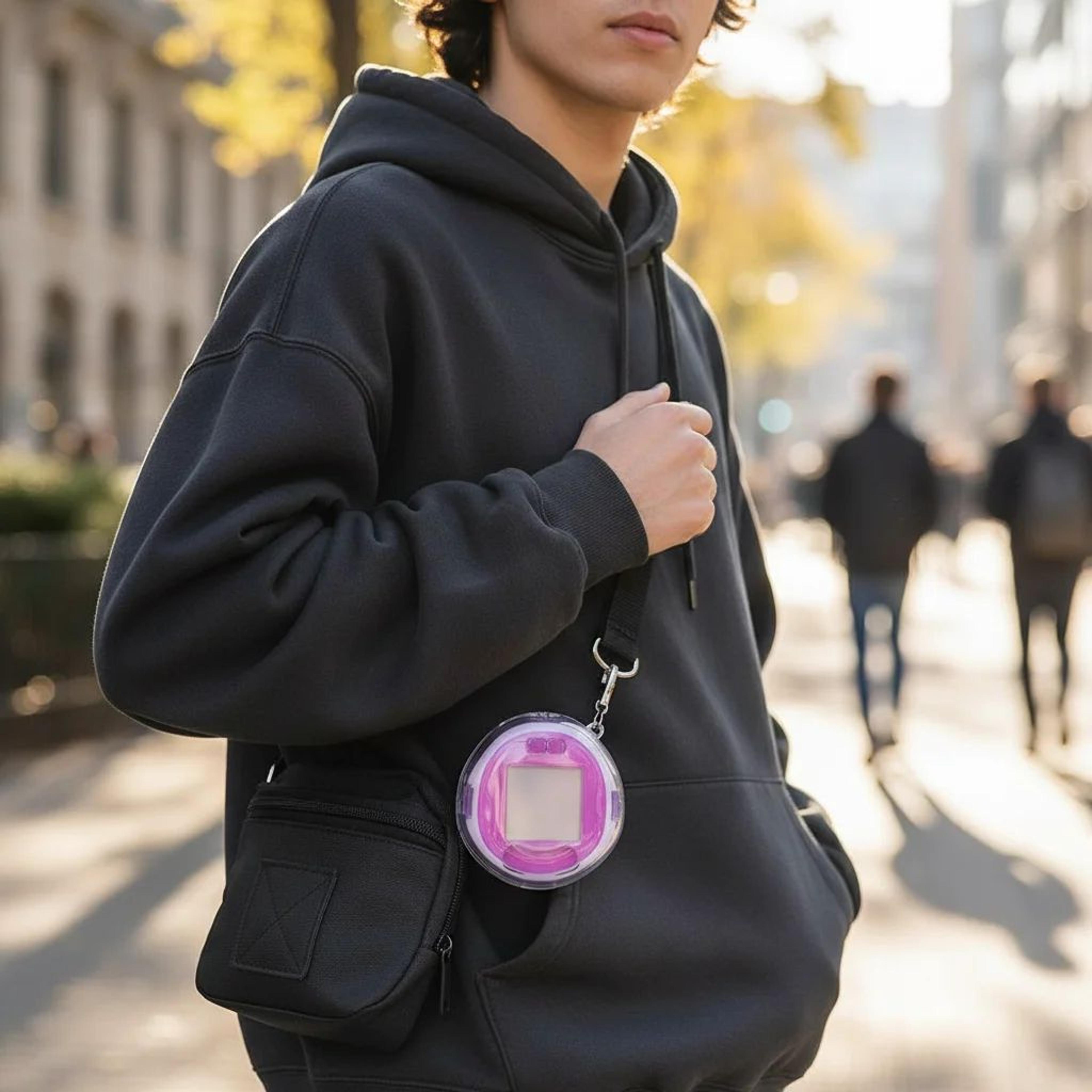 tamagotchi uni clear protective case with lanyard and keychain