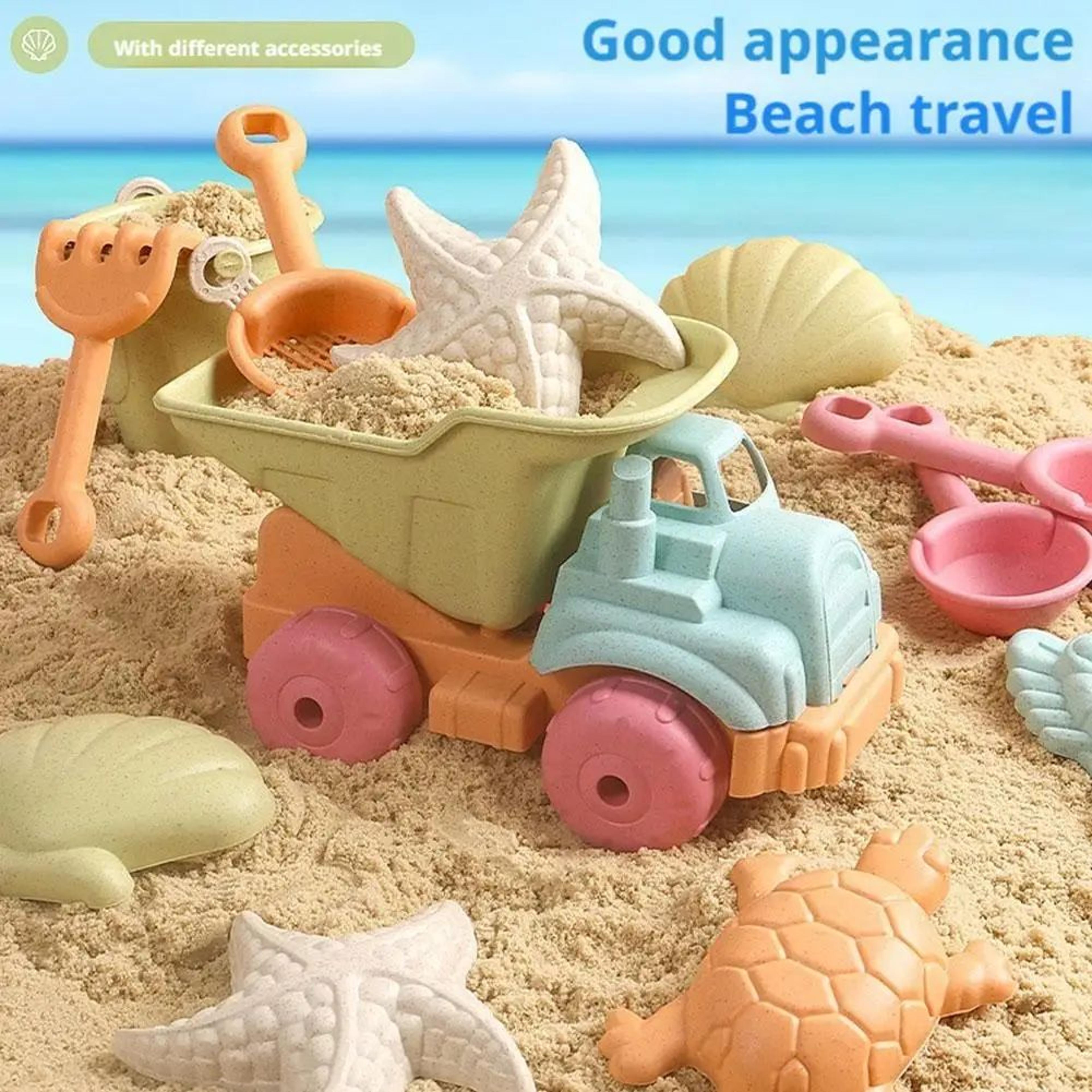 7PCS Kids Beach Sand Toy Set With Bucket Shovel Rake And Ocean Molds 1