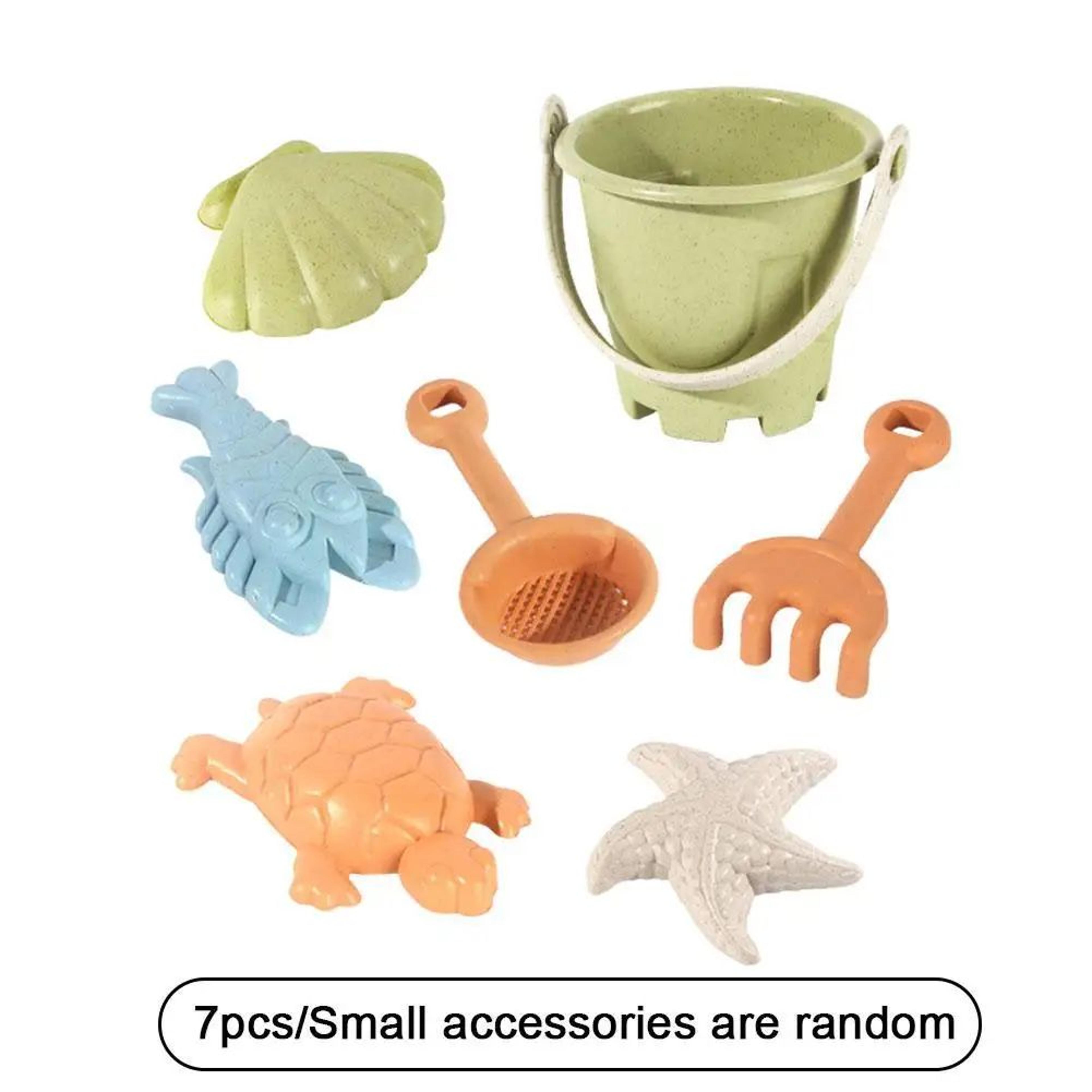 7PCS Kids Beach Sand Toy Set With Bucket Shovel Rake And Ocean Molds 6