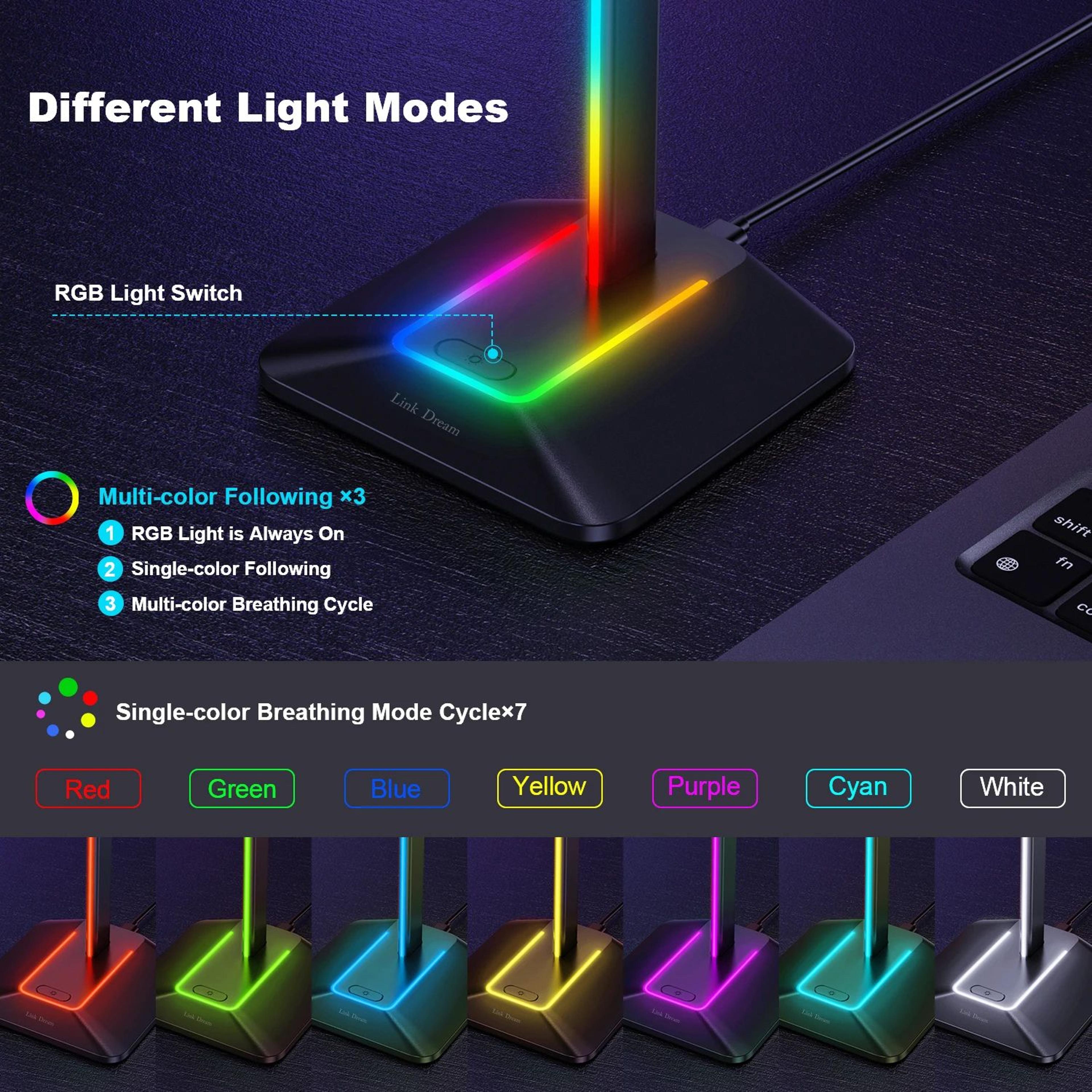 New Bee Z8 RGB Gaming Headset Stand With USB And TypeC Ports 2