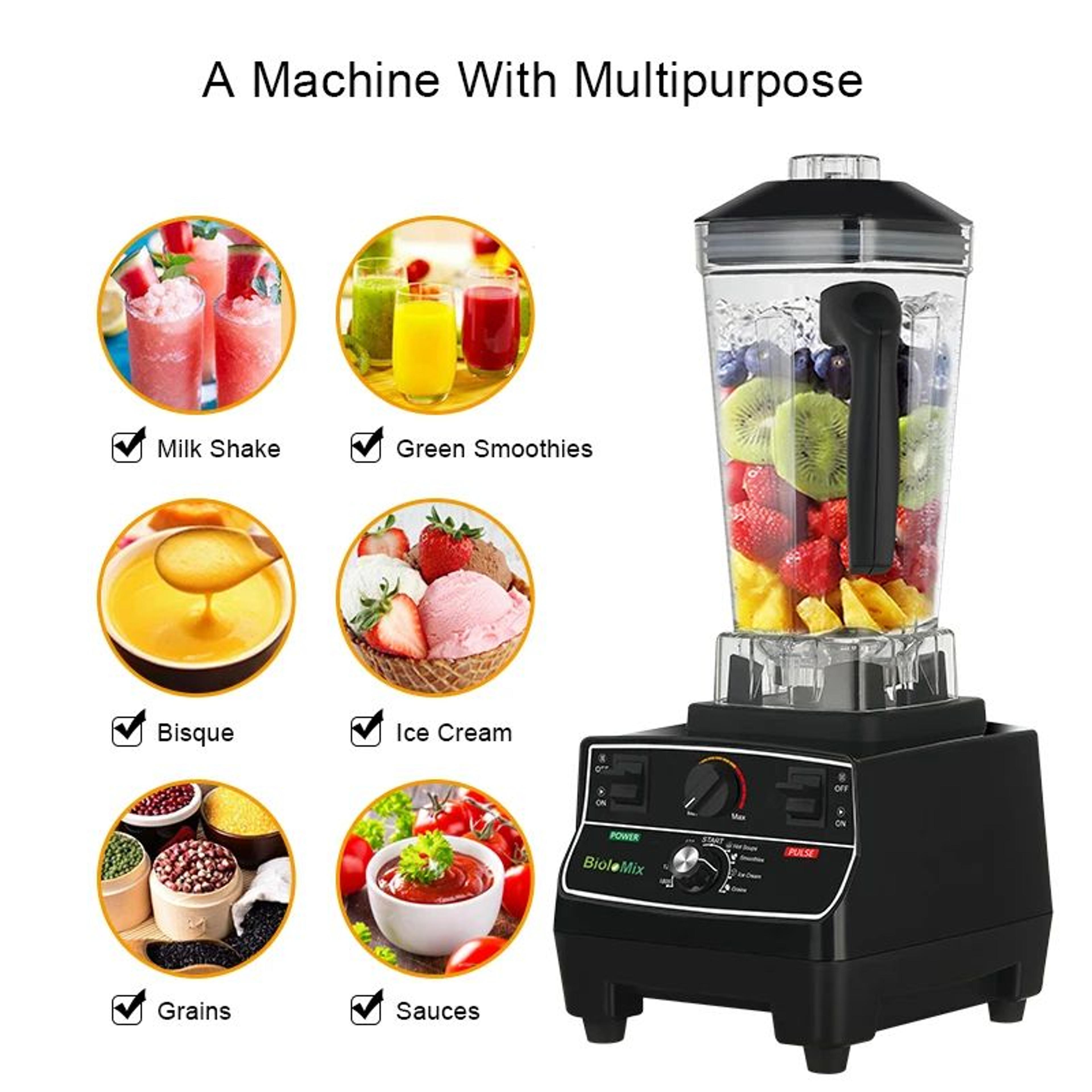 BioloMix 2200W Professional Blender With Smart Timer And 2L BPAFree Jar 2