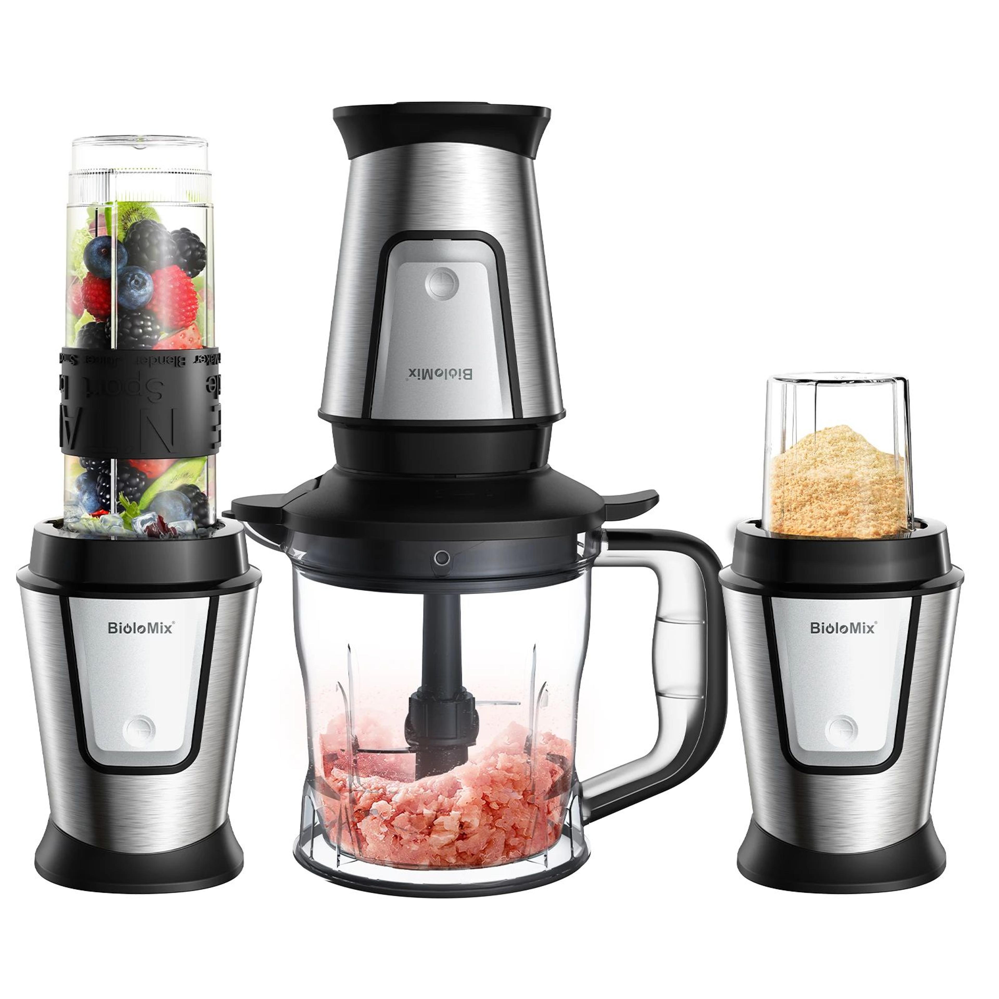BioloMix 700W Blender Food Processor Combo With Chopper Grinder And Travel Cup 6