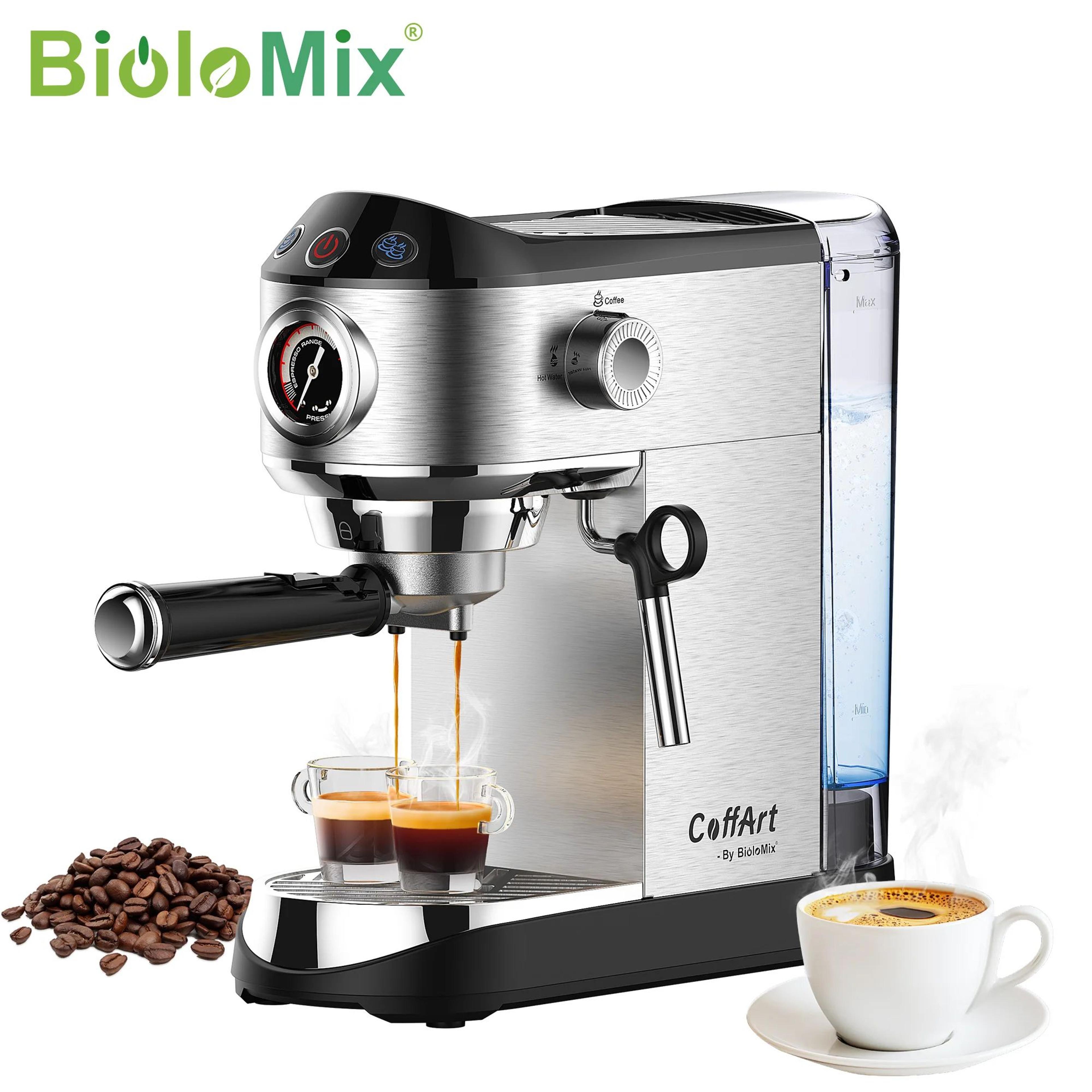 BioloMix 20 Bar Semi Automatic Espresso Machine With Milk Frother Wand 0