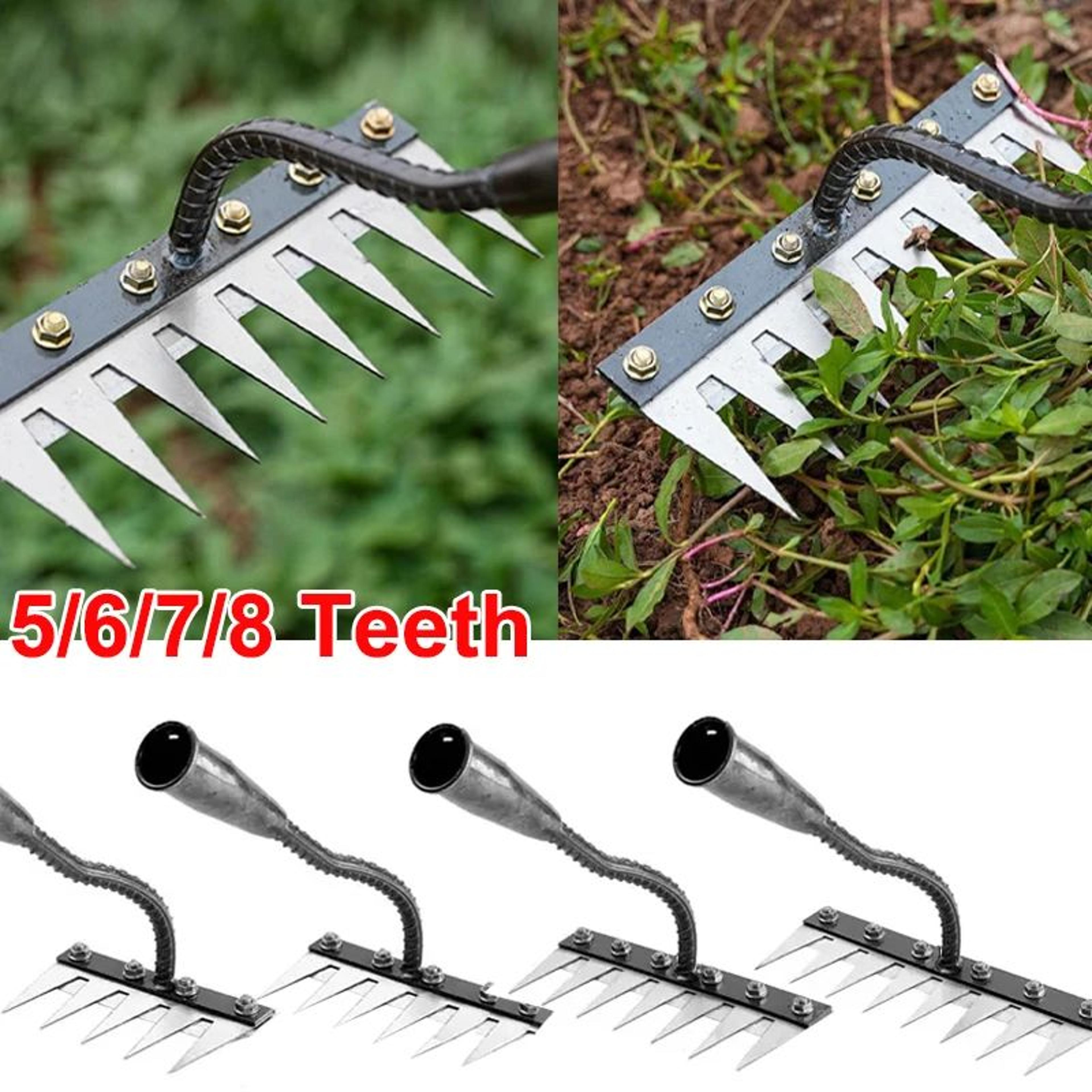 5/6/7/8 teeth carbon steel garden weeding rake for soil loosening and cultivating