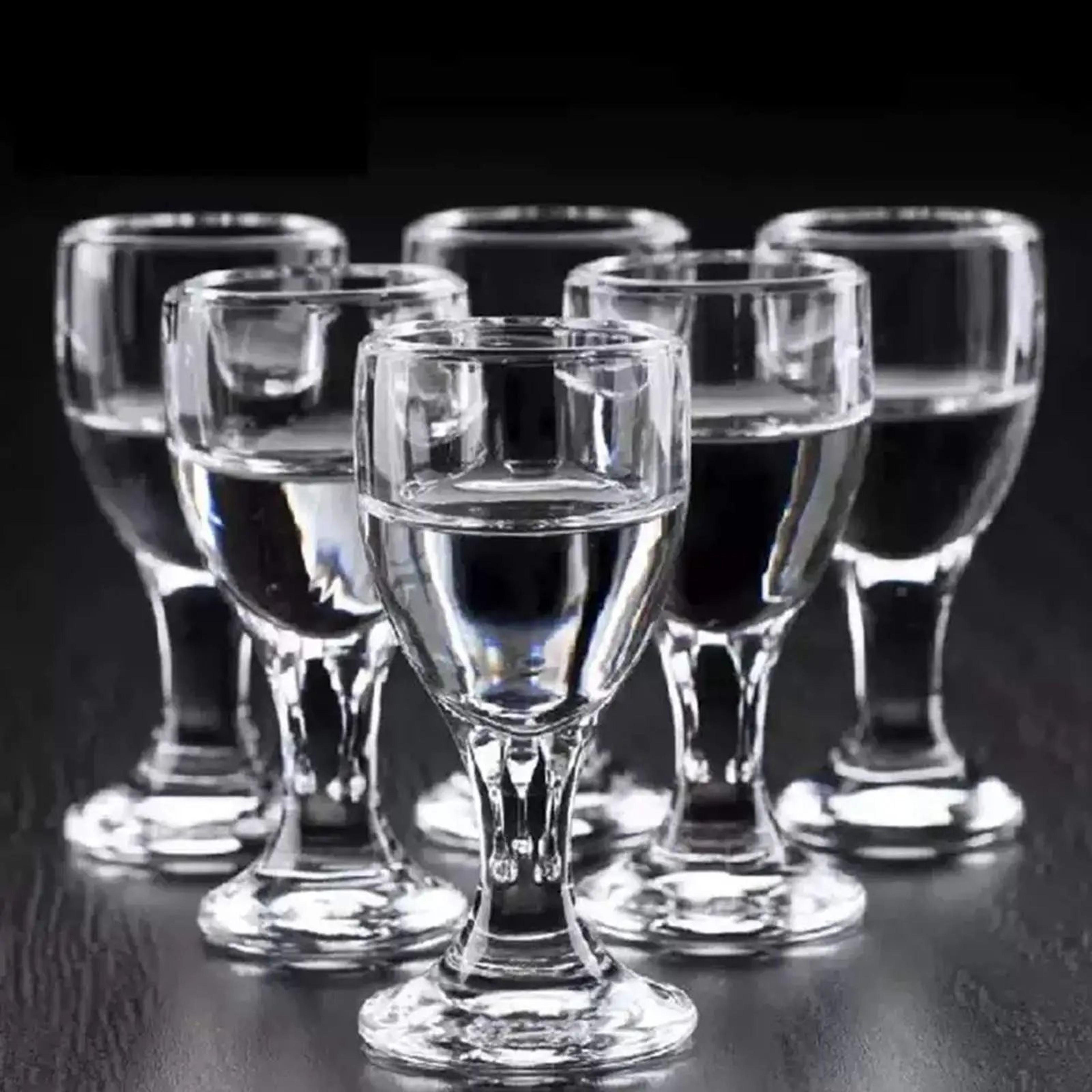 6PCS Mini Stemmed Shot Glass Set  Clear Liquor And Spirits Glasses 10