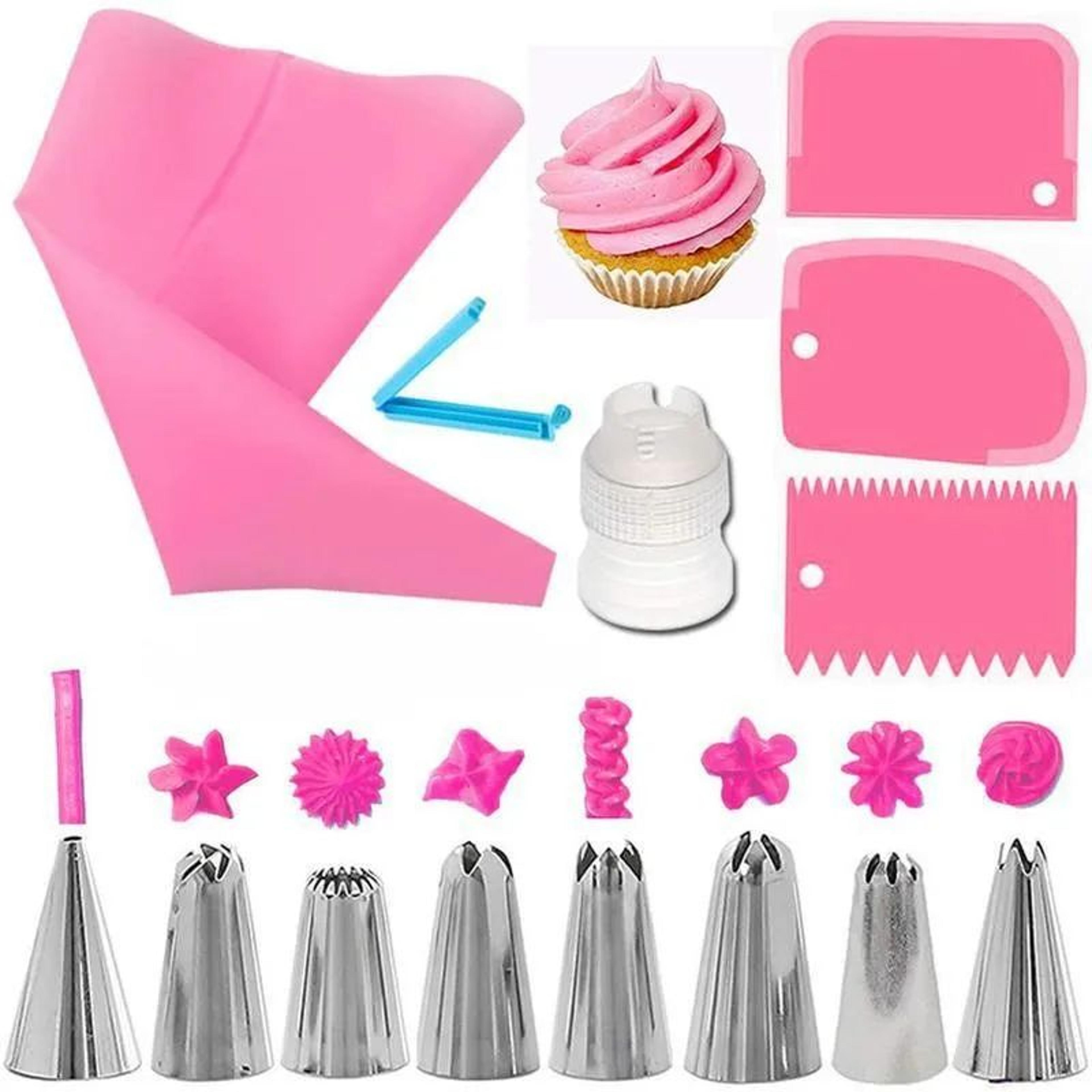 Reusable Silicone Piping Bag Set With Stainless Steel Icing Nozzles 8