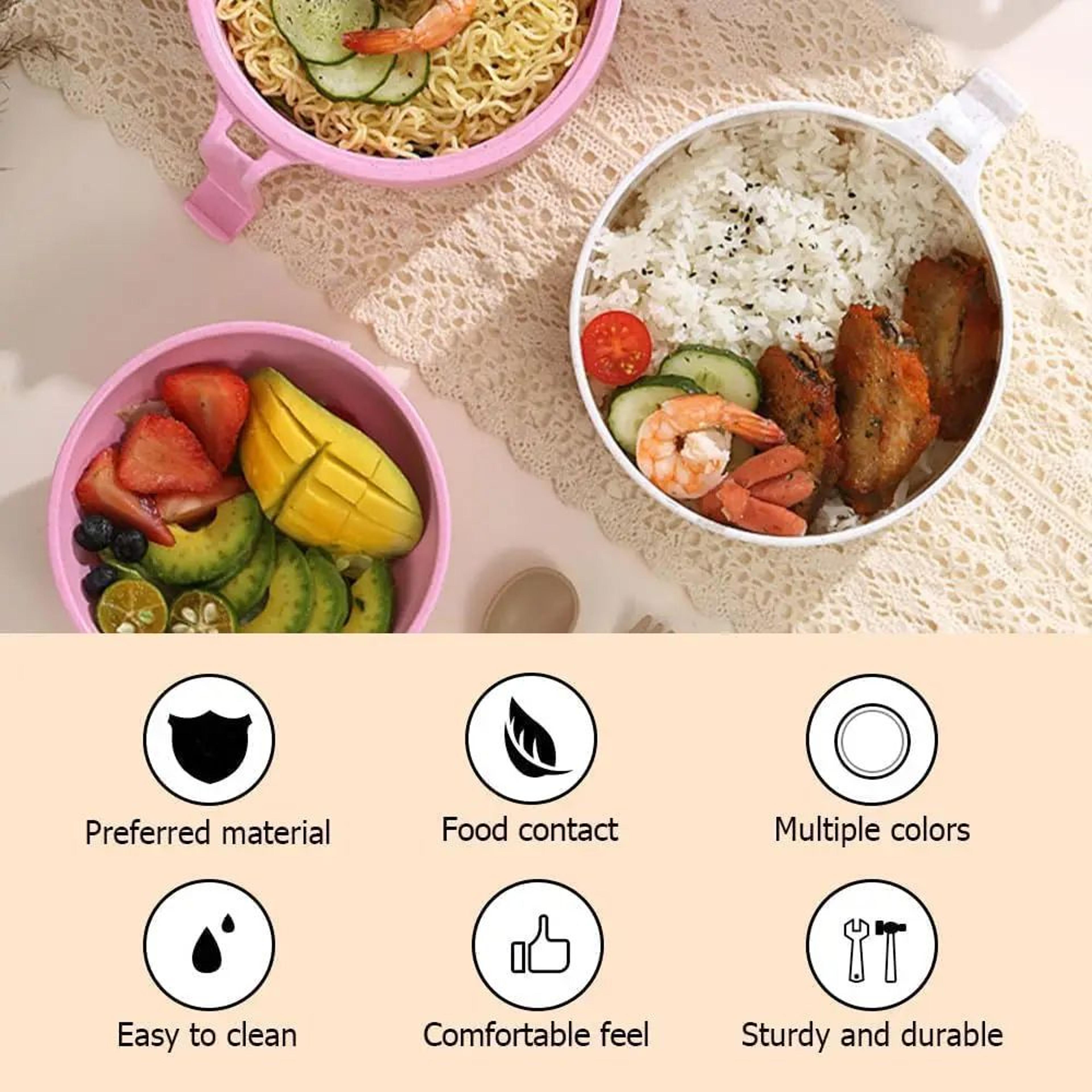 Microwave Ramen Cooker Bowl Set With Strainer Handles And Utensils 1