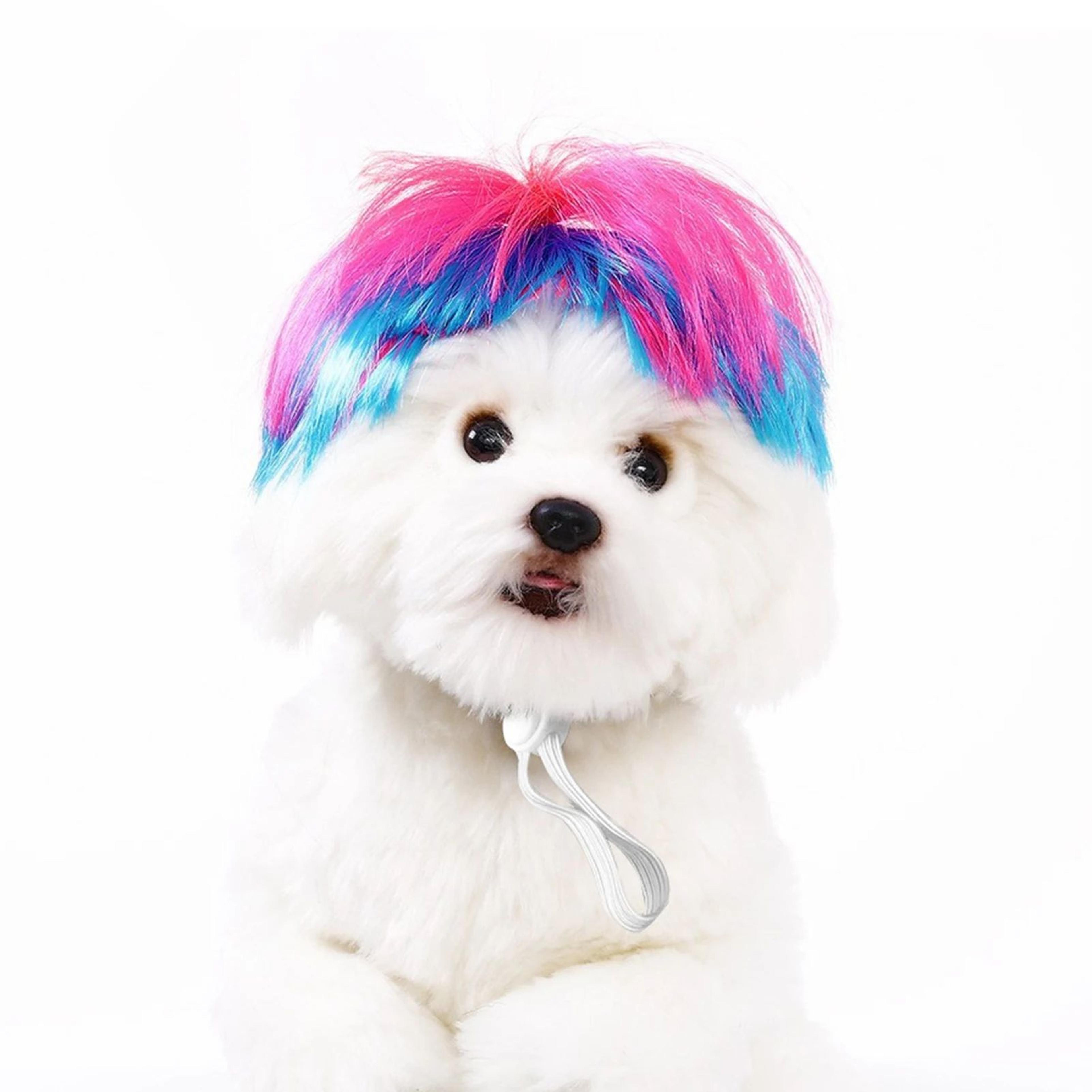 Funny Adjustable Pet Cosplay Wig For Dogs And Cats Halloween Costume 8
