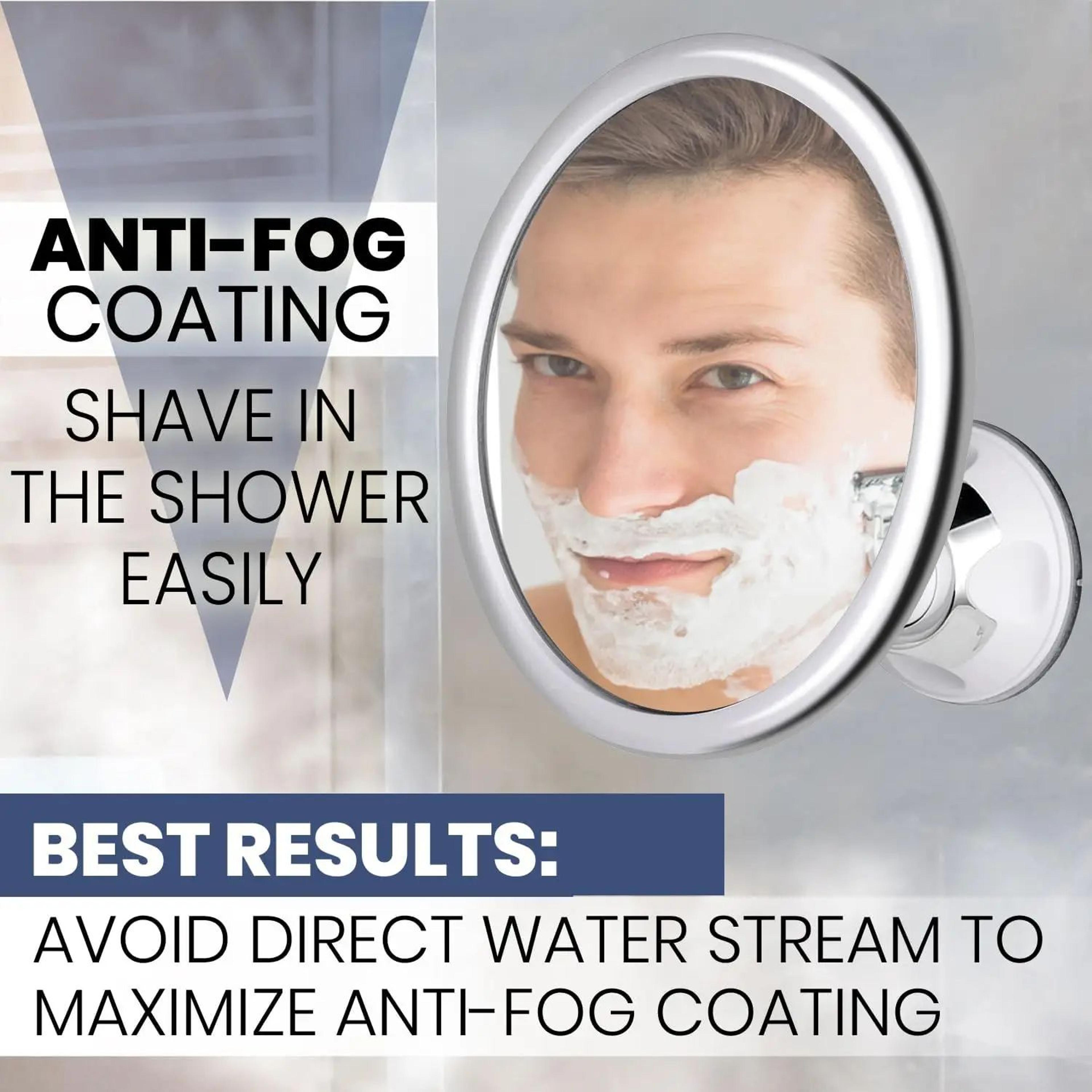fogless shower mirror with suction cup and 360 swivel