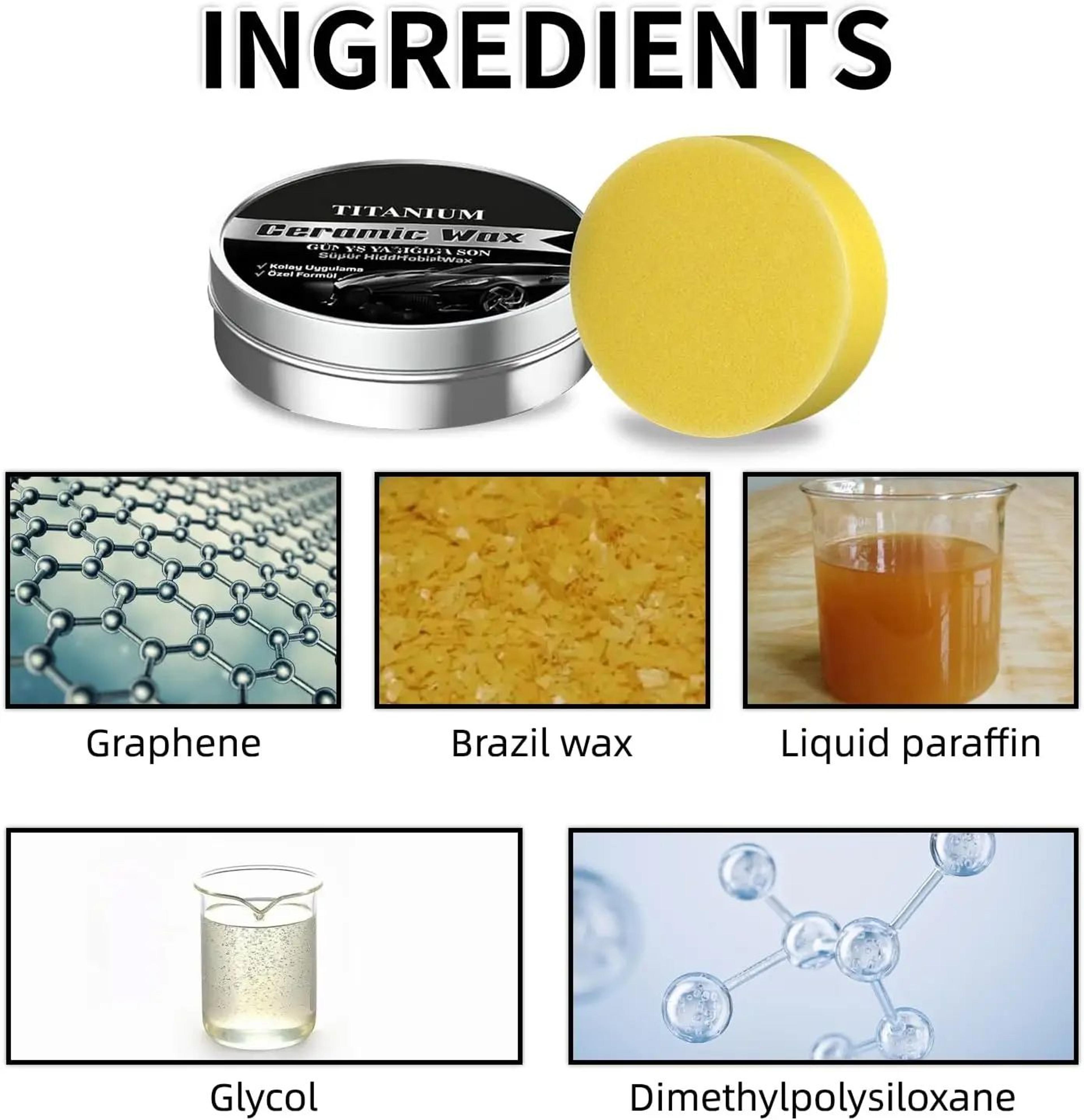 100g Titanium Ceramic Car Wax With Sponge  High Gloss Hydrophobic Paint Protection 4