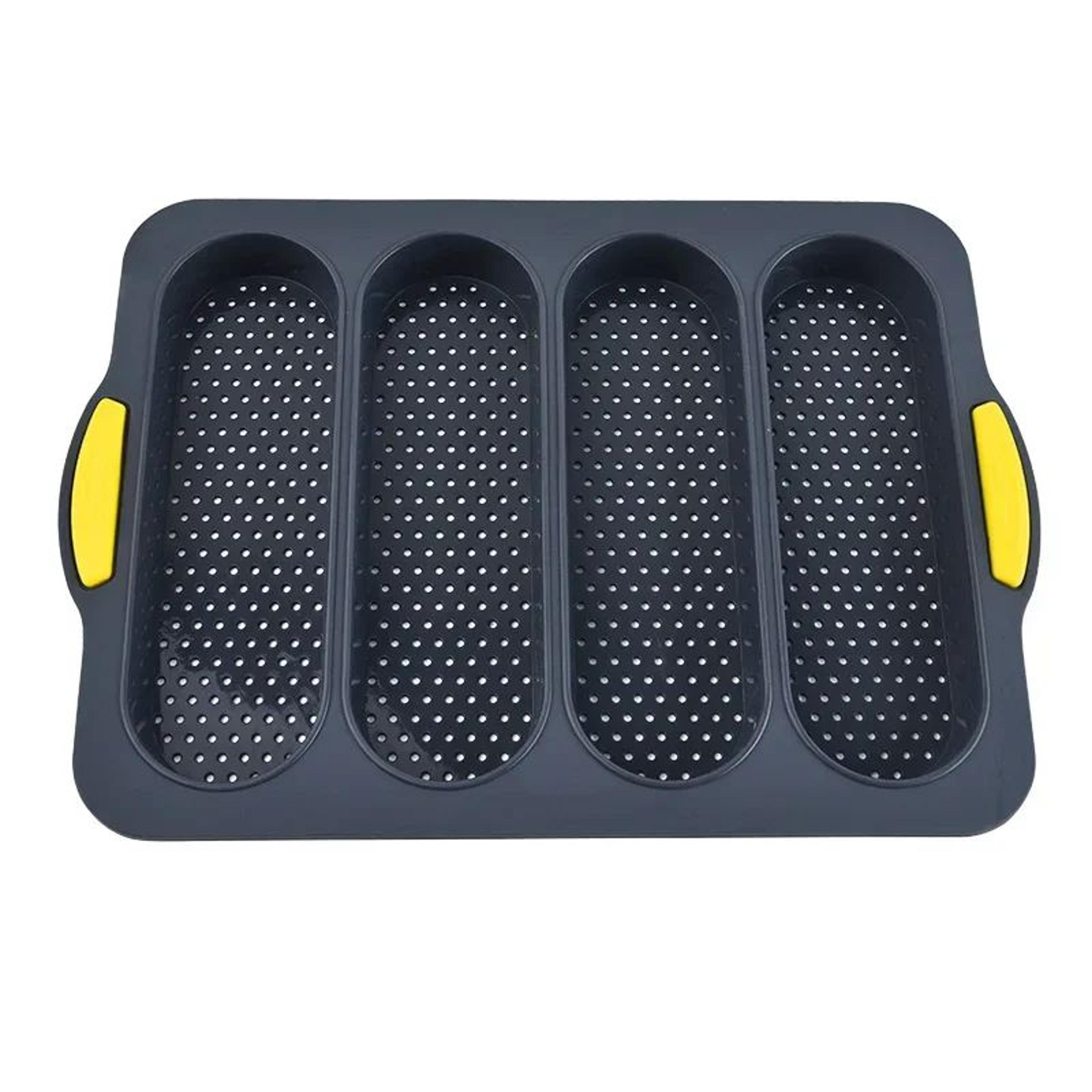 4Grid Silicone Baguette Baking Pan  Nonstick French Bread And Hot Dog Bun Mold 2