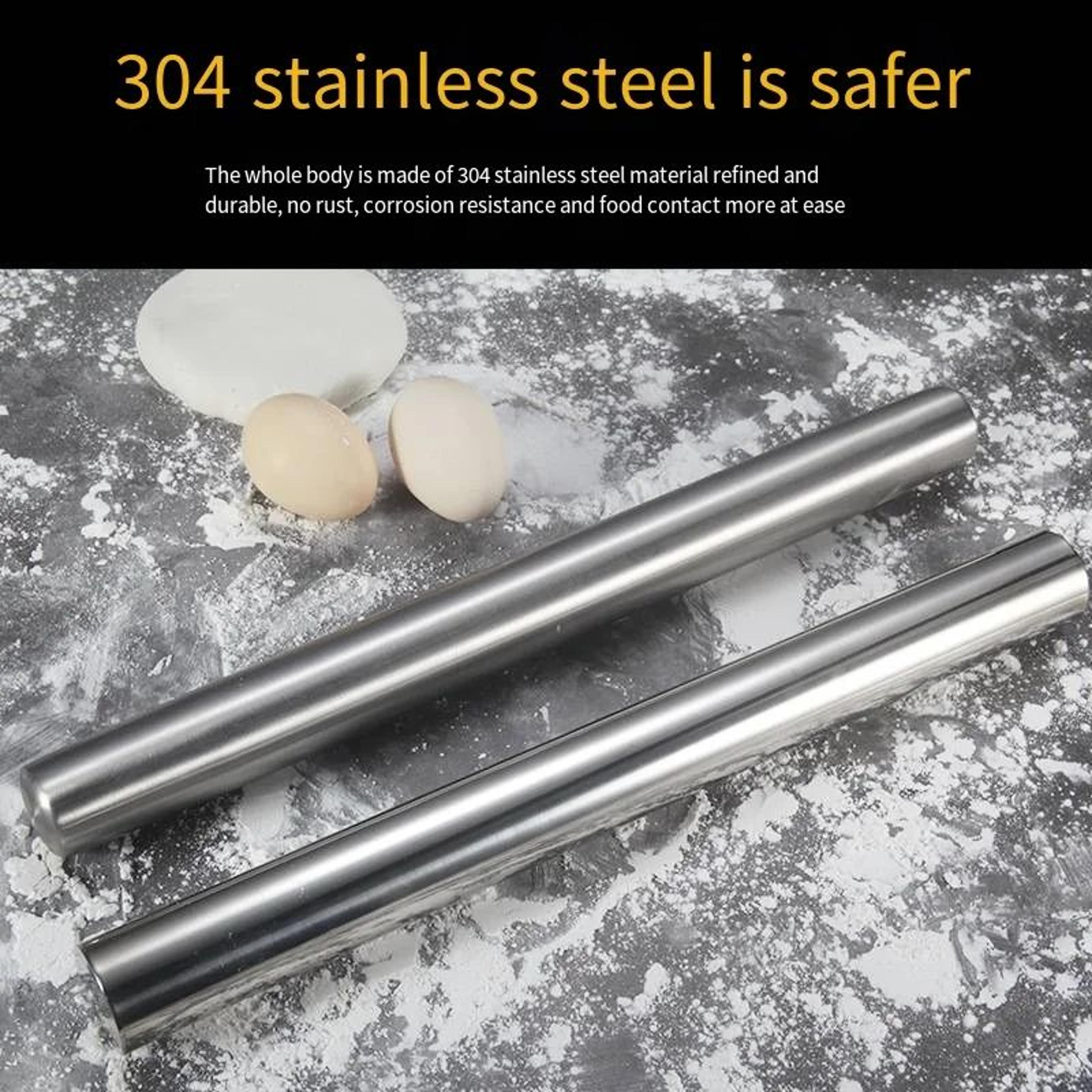 40cm Stainless Steel French Rolling Pin For Pastry Pizza And Cookie Dough 2