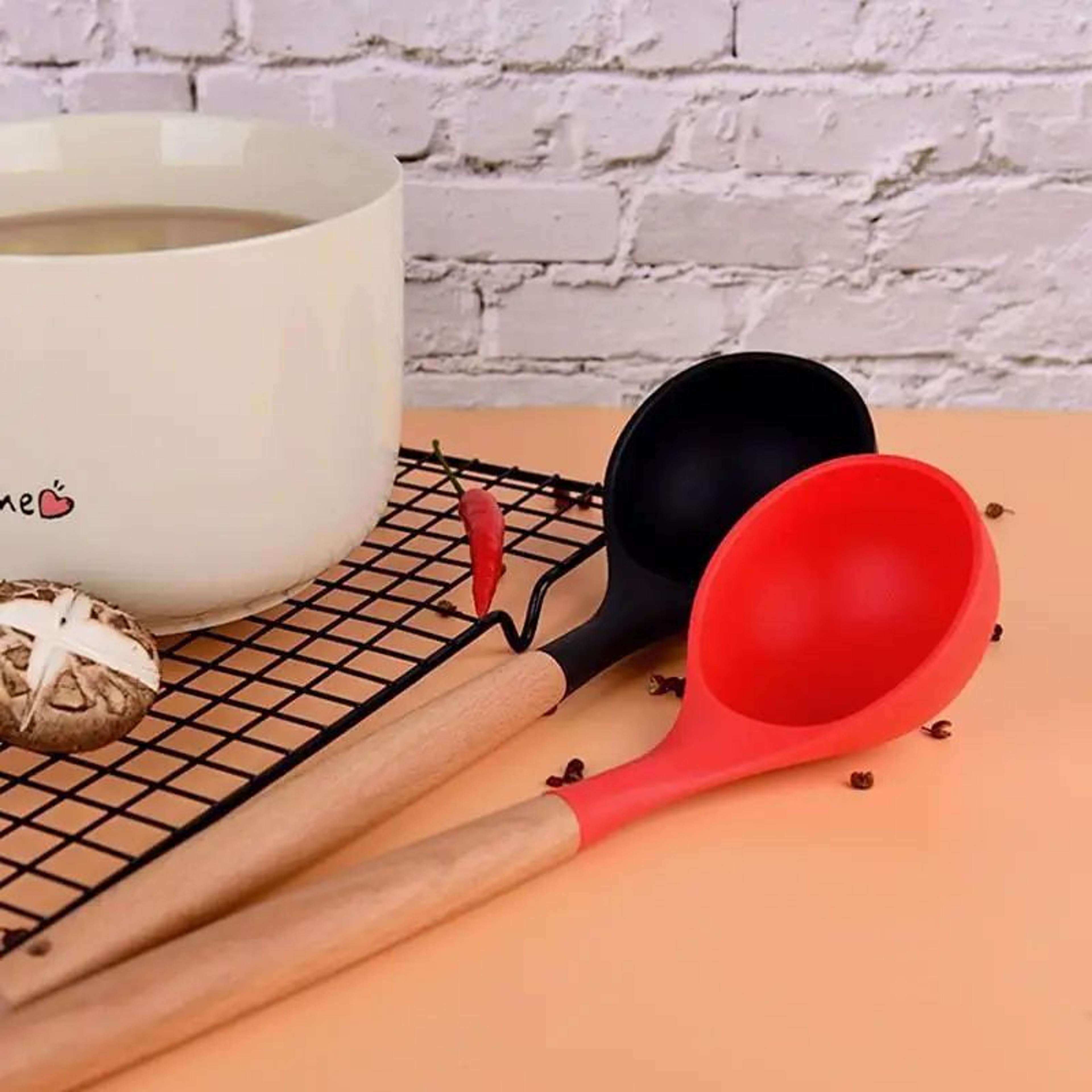 Silicone Soup Spoon Heat Resistant NonStick Cooking And Serving Ladle 3