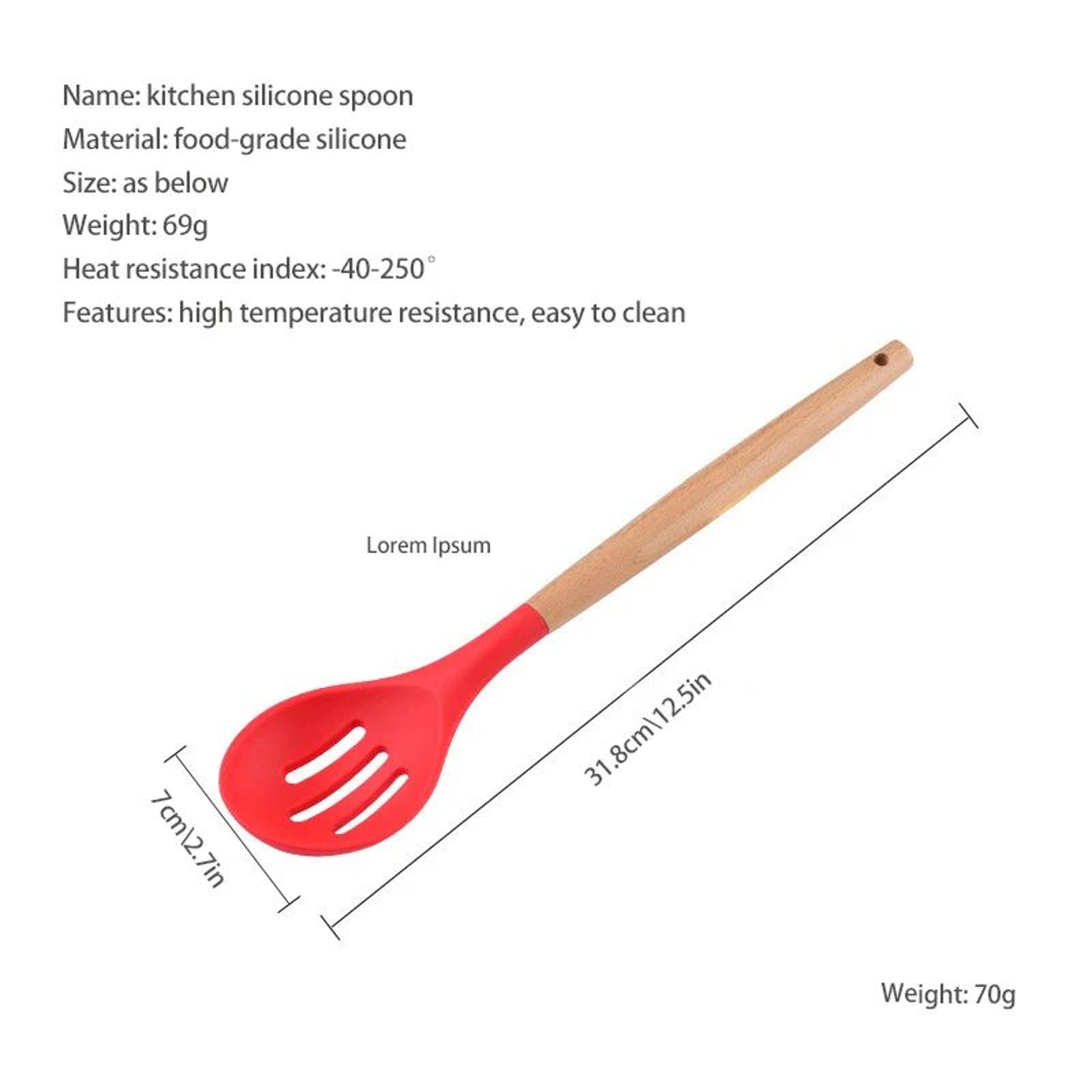 Silicone Skimmer Slotted Serving Spoon For Draining Cooking And Serving 2