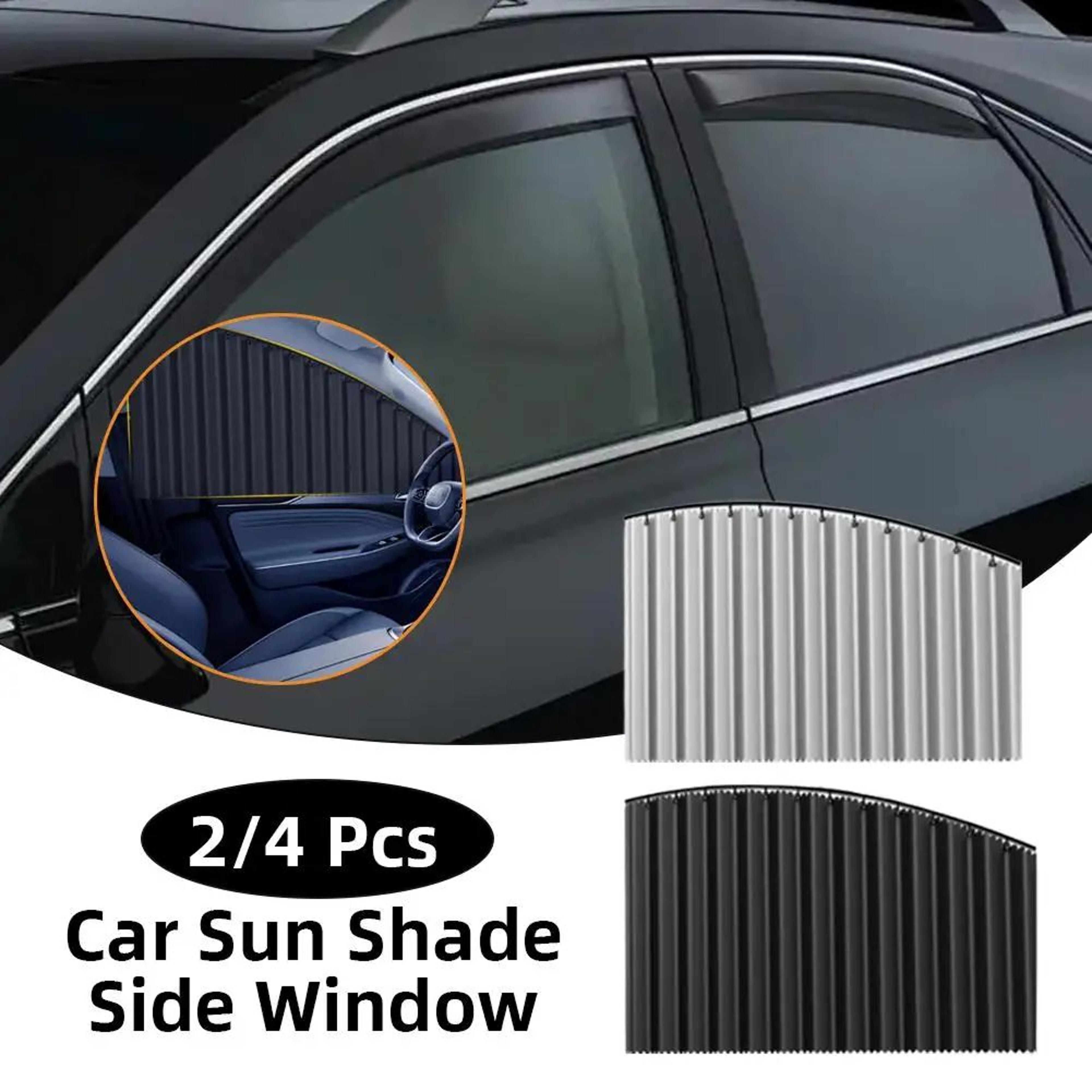 4PCS Retractable Car Window Sunshade Curtains With Sliding Rail UV Protection 2