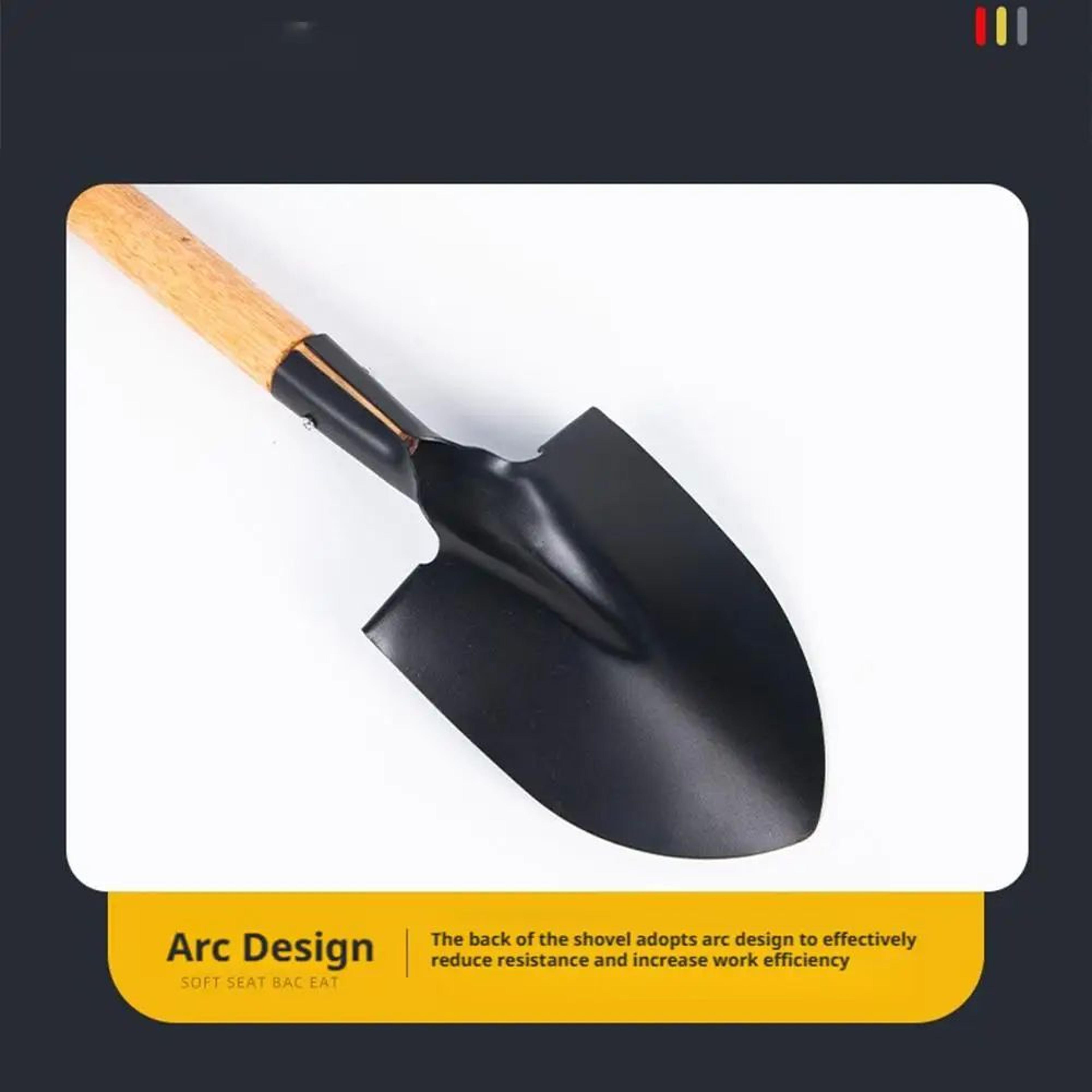 Wooden Handle Pointed Garden Shovel With DGrip For Digging And Camping 2