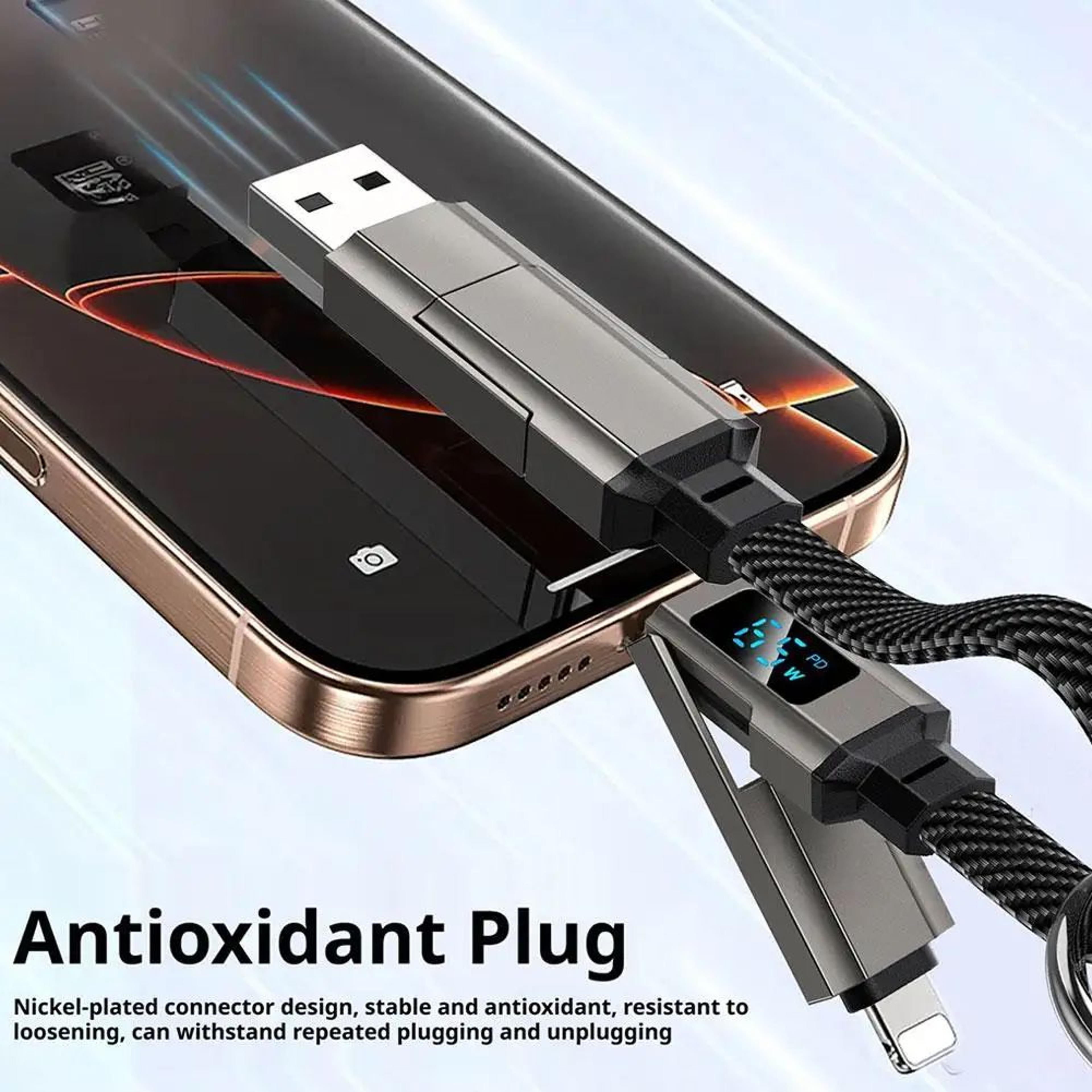 65W 4in1 Digital Display Keychain Fast Charging Cable 4