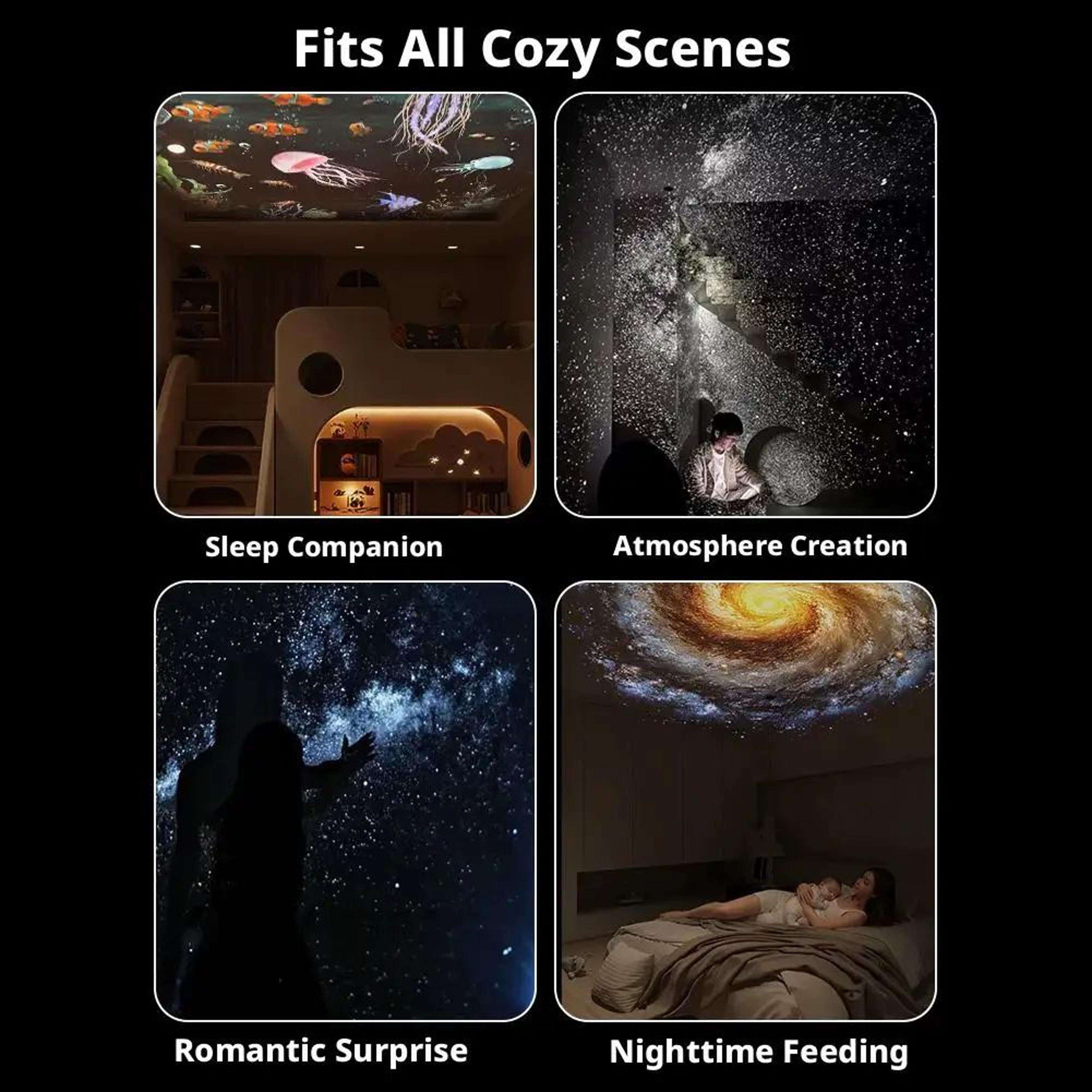 2in1 Mini Galaxy Star Projector Night Light USB Portable Ambient Lamp 4