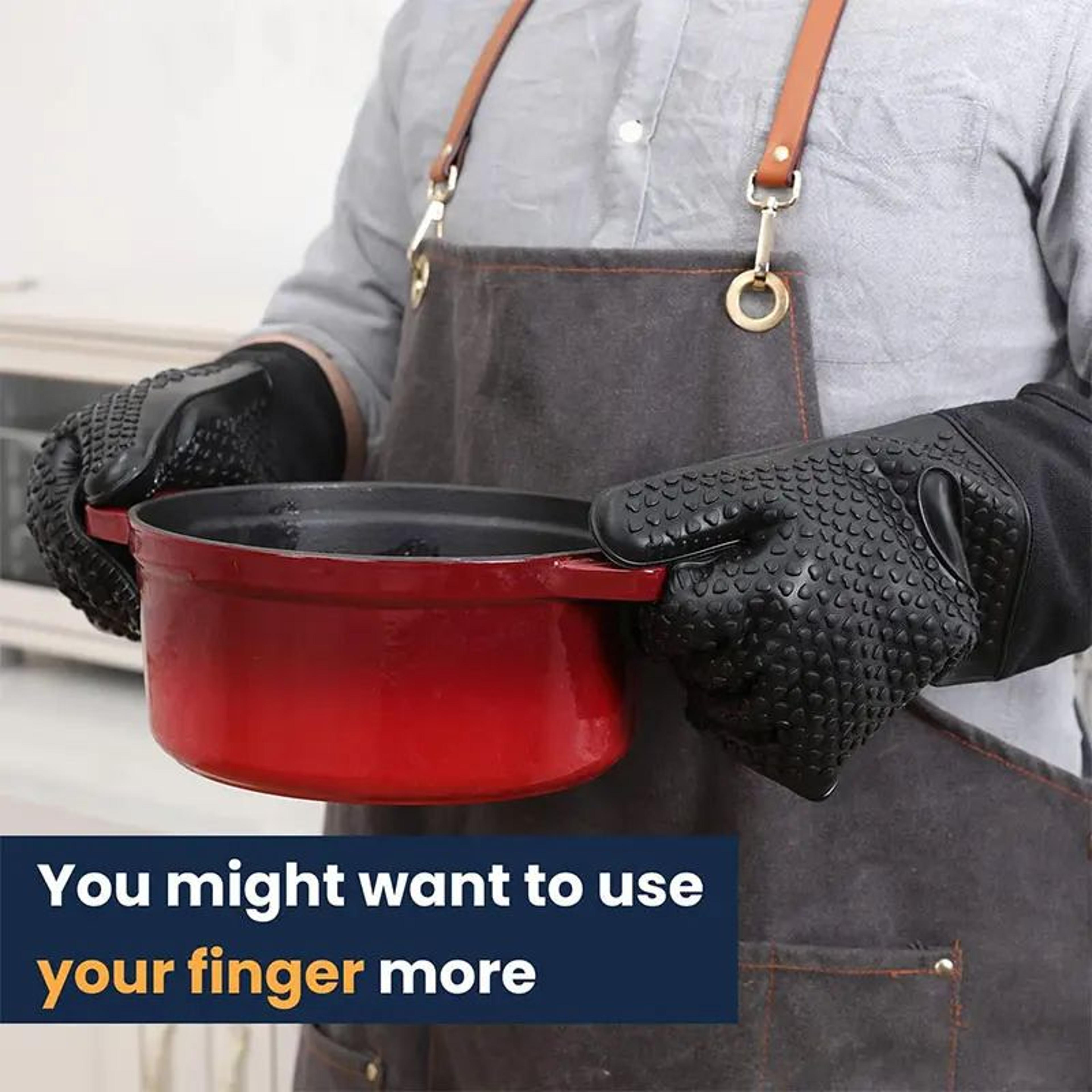 Extra Long Silicone Oven Mitts With Quilted Liner And NonSlip Grip 2