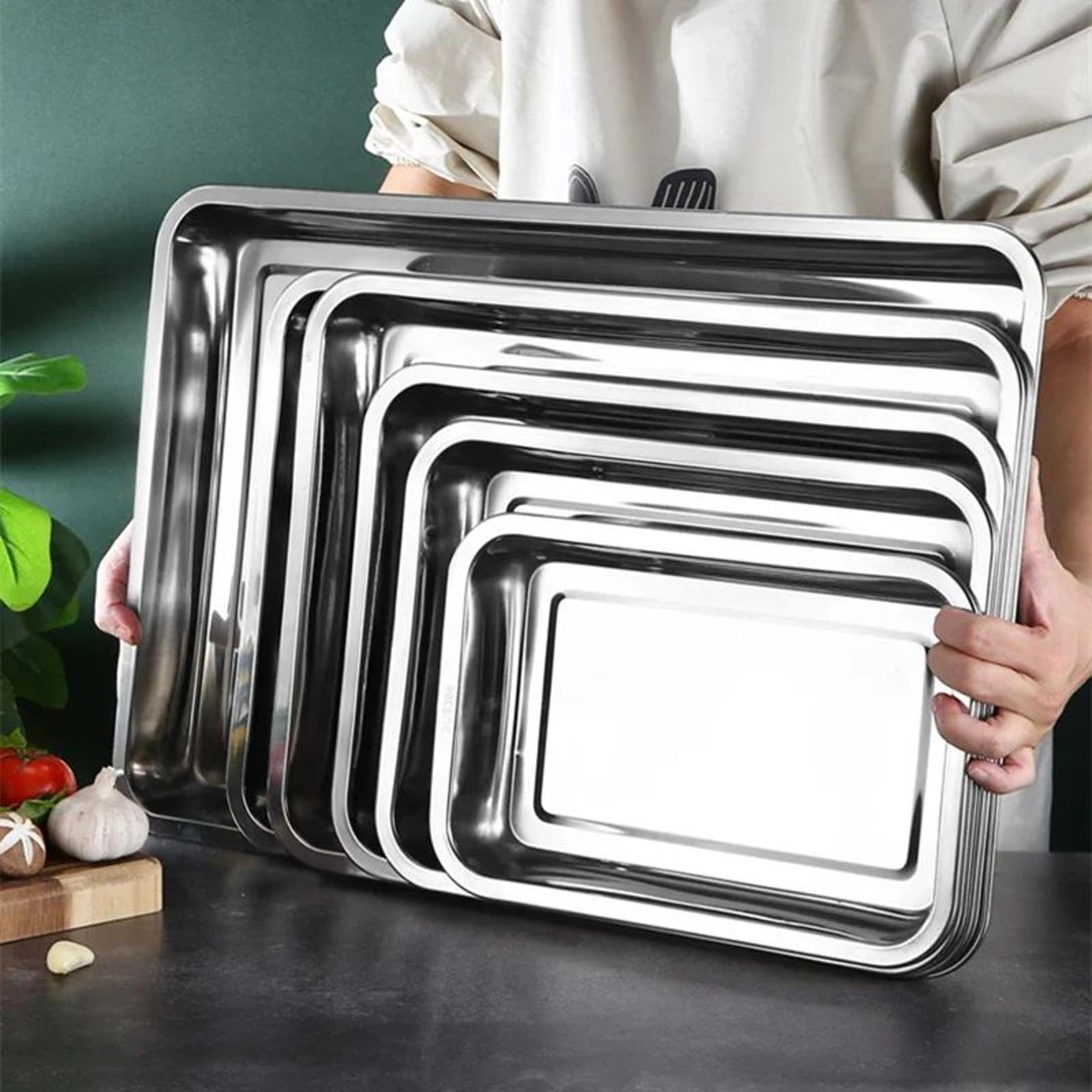316 Stainless Steel Rectangular Serving Tray For BBQ Steaming And Dining 2