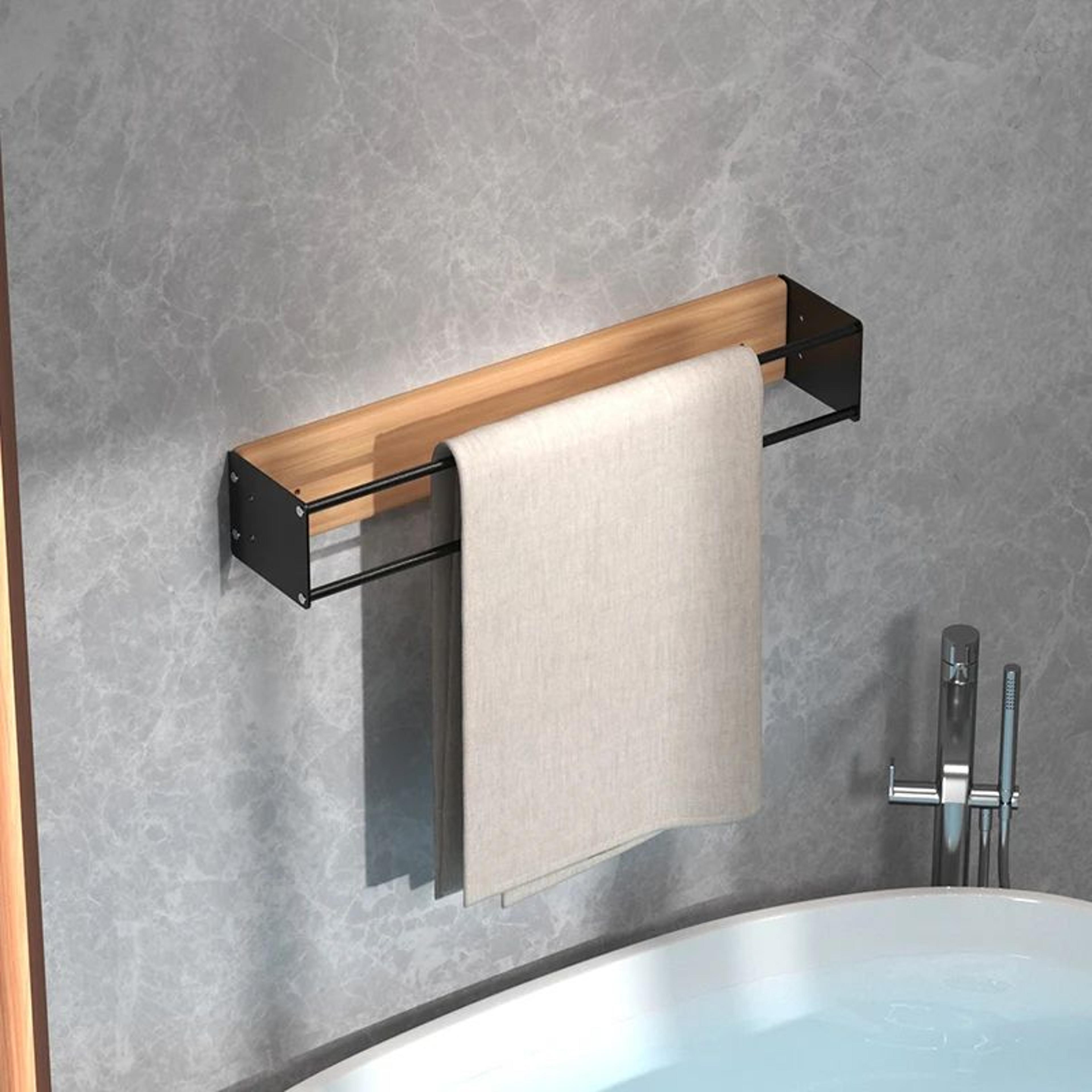 Wall Mounted Rolled Towel Storage Rack  No Drill Bathroom Organizer 1