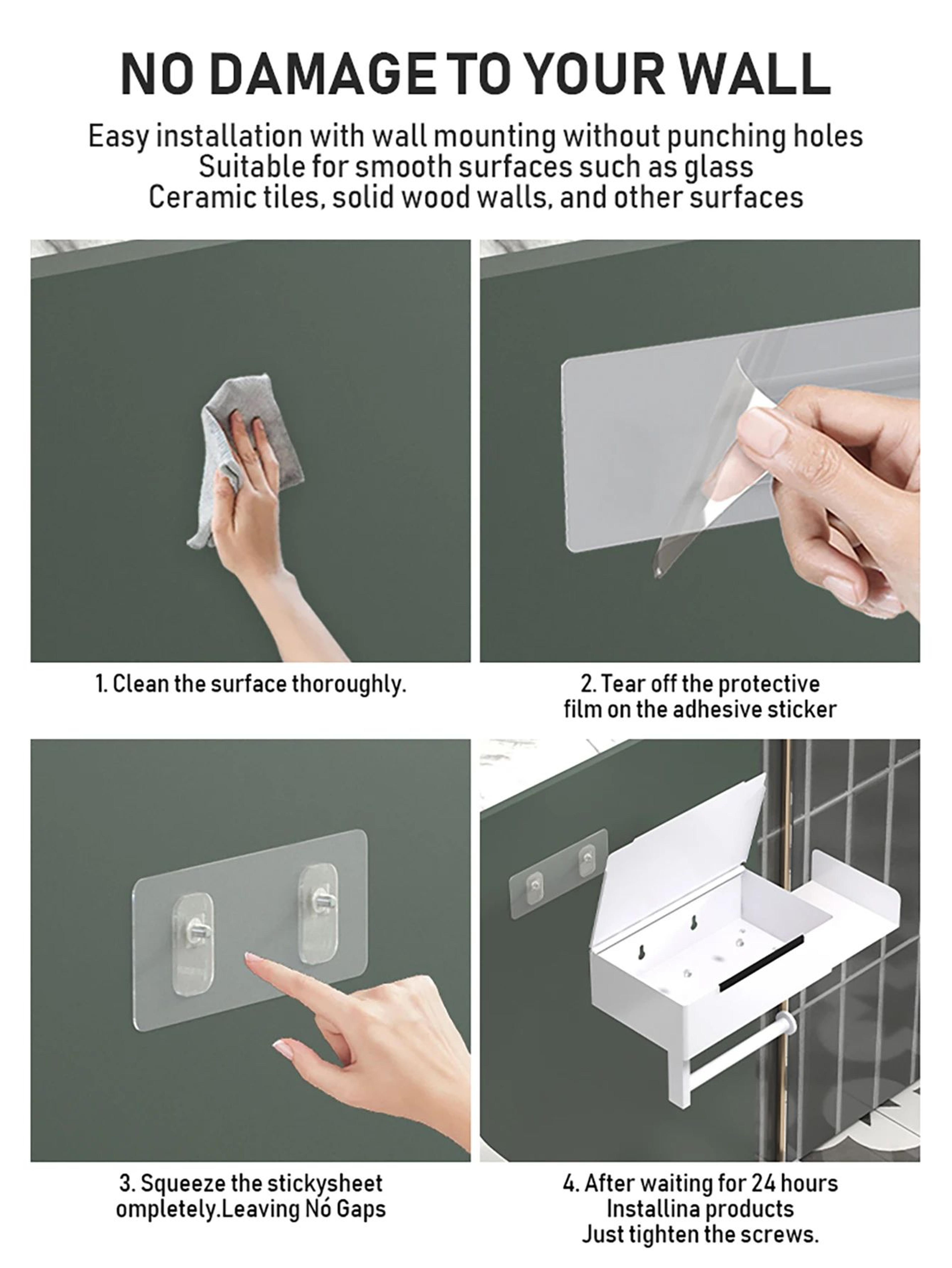 Wall Mounted Toilet Paper Holder With Wet Wipe Storage Shelf 5