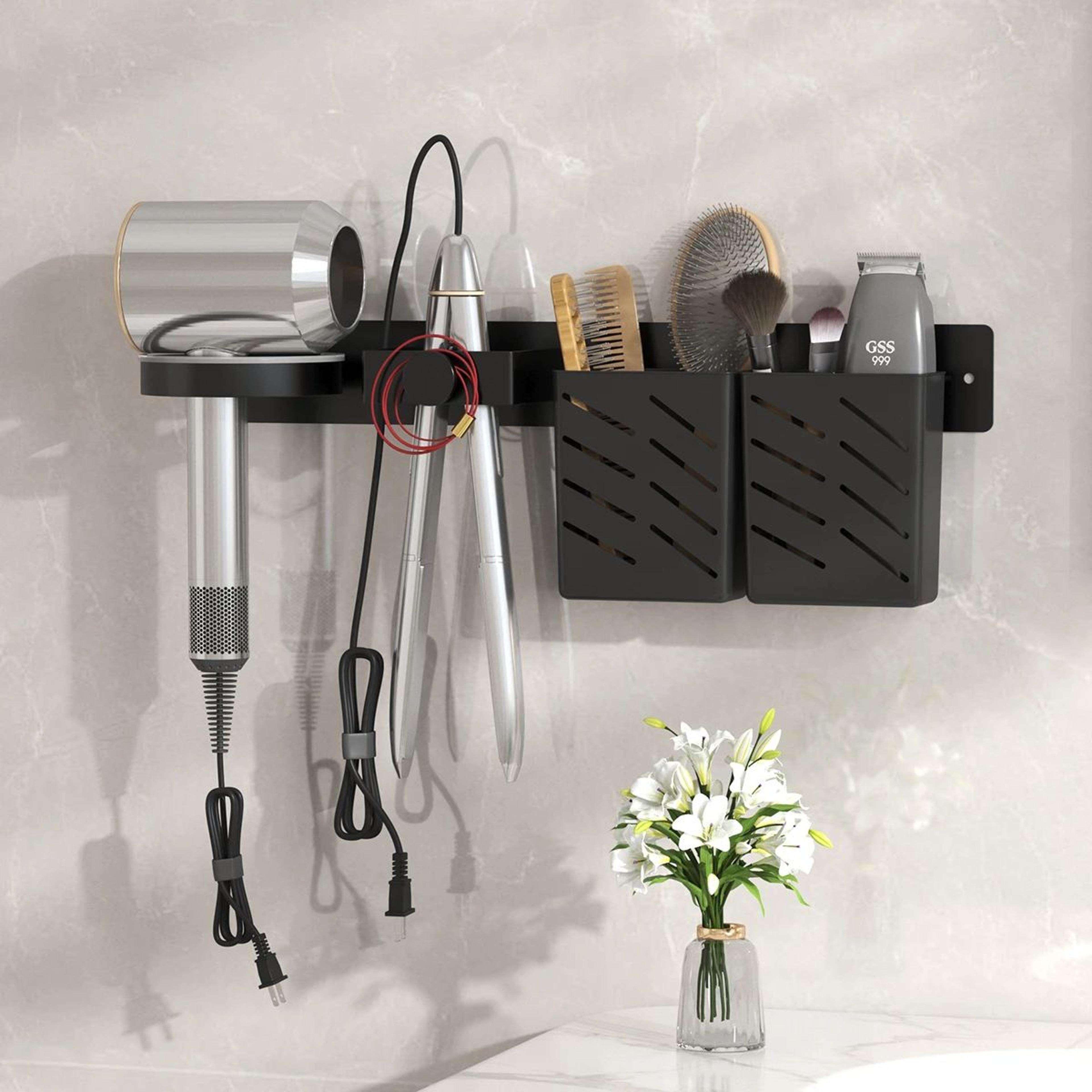 WallMounted Hair Dryer Holder And Styling Tool Organizer For Curling Iron And Straightener 1