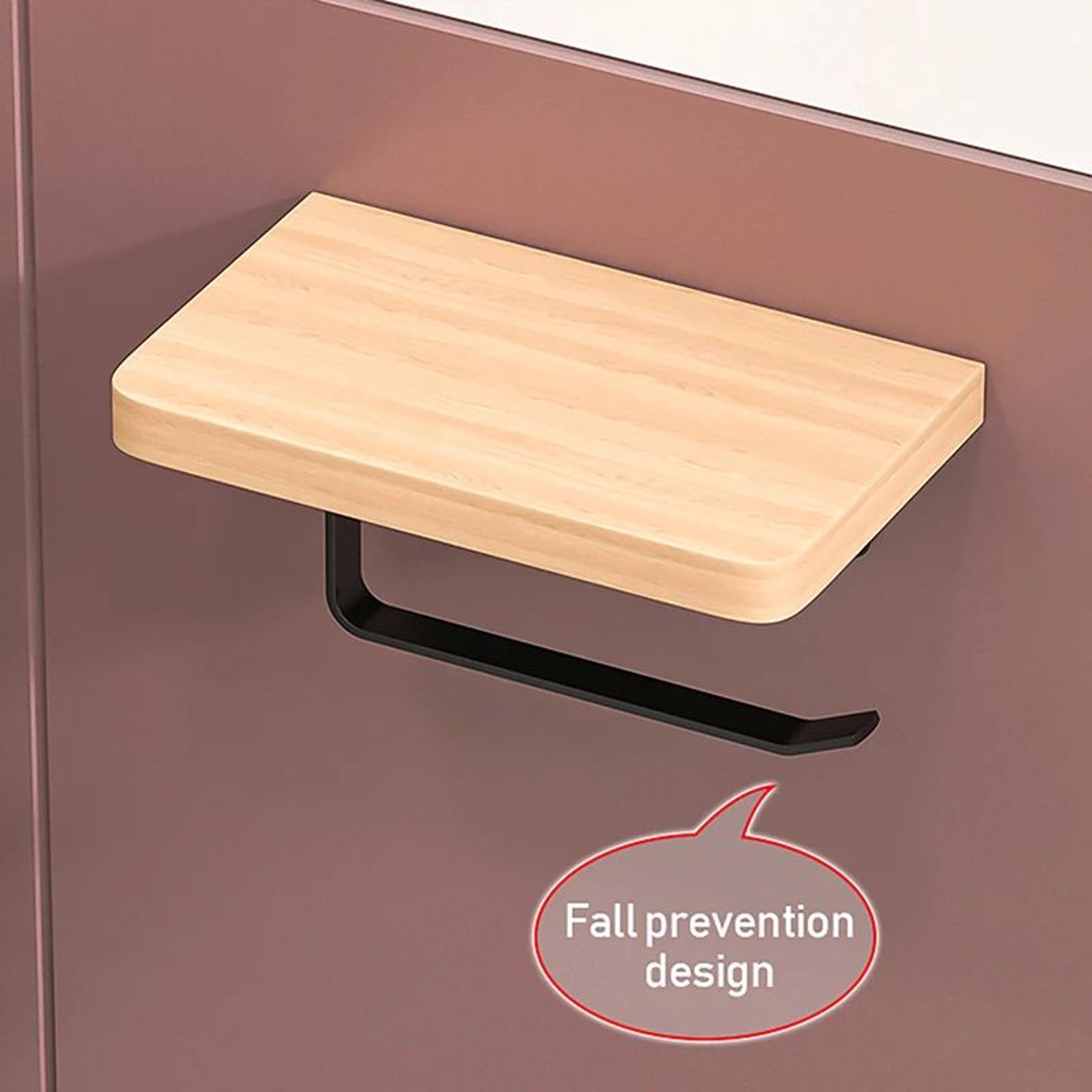 Wooden Wall Mounted Toilet Paper Holder  SpaceSaving Bathroom Roll Dispenser 3