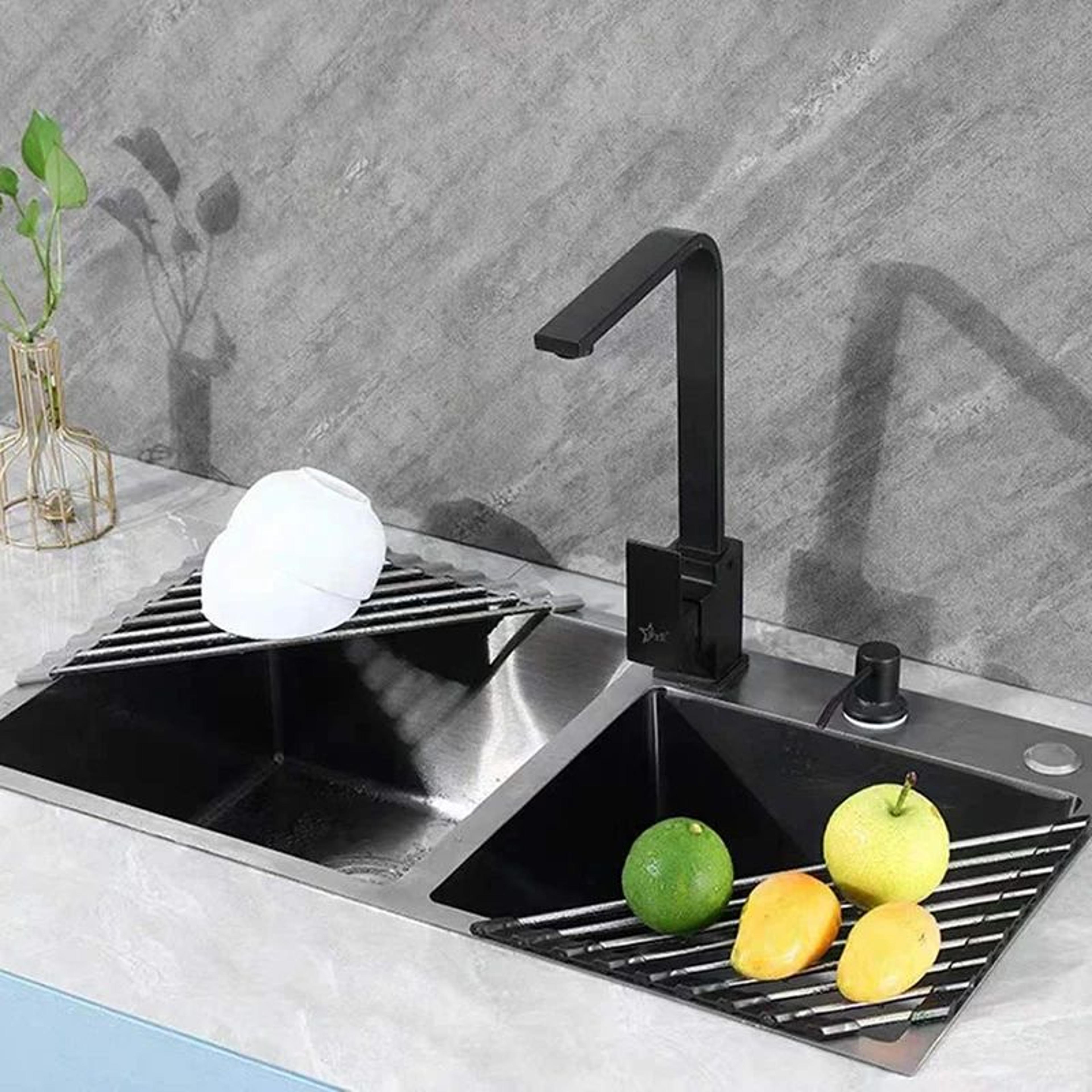 Triangle Roll Up Dish Drying Rack Stainless Steel Corner Sink Organizer 4