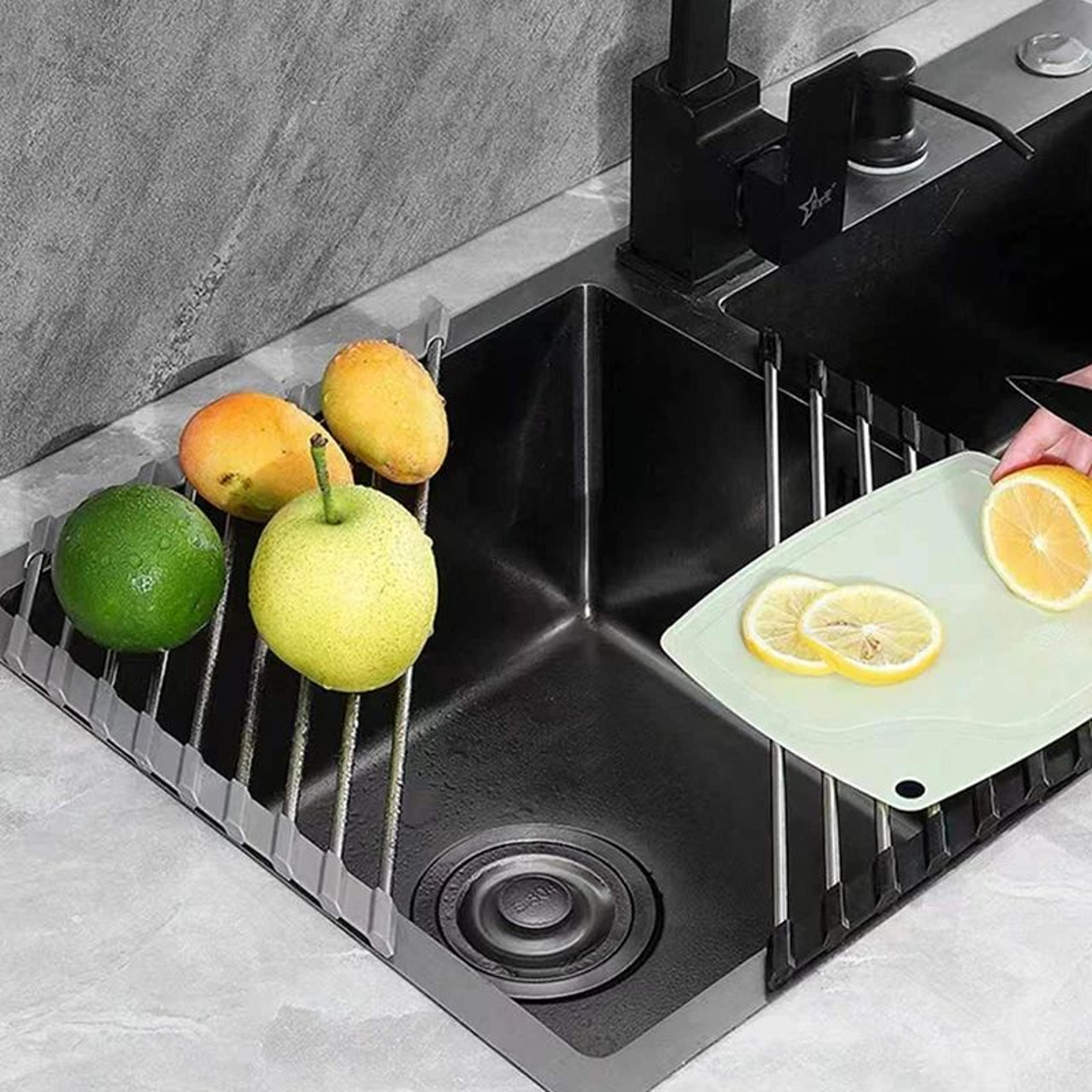 Triangle Roll Up Dish Drying Rack Stainless Steel Corner Sink Organizer 3