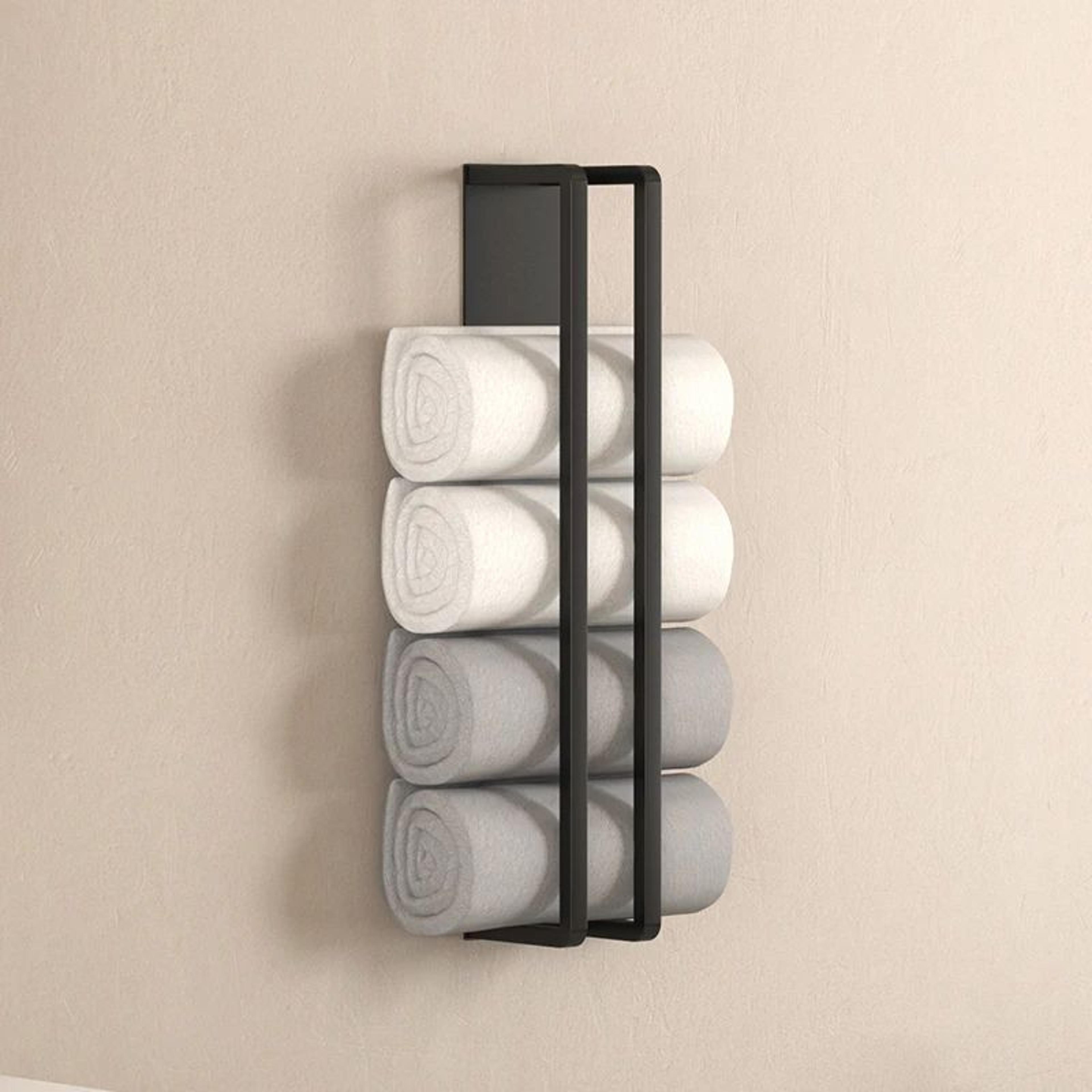 Wall Mounted Towel Storage Rack Space Saving Bathroom Organizer 1