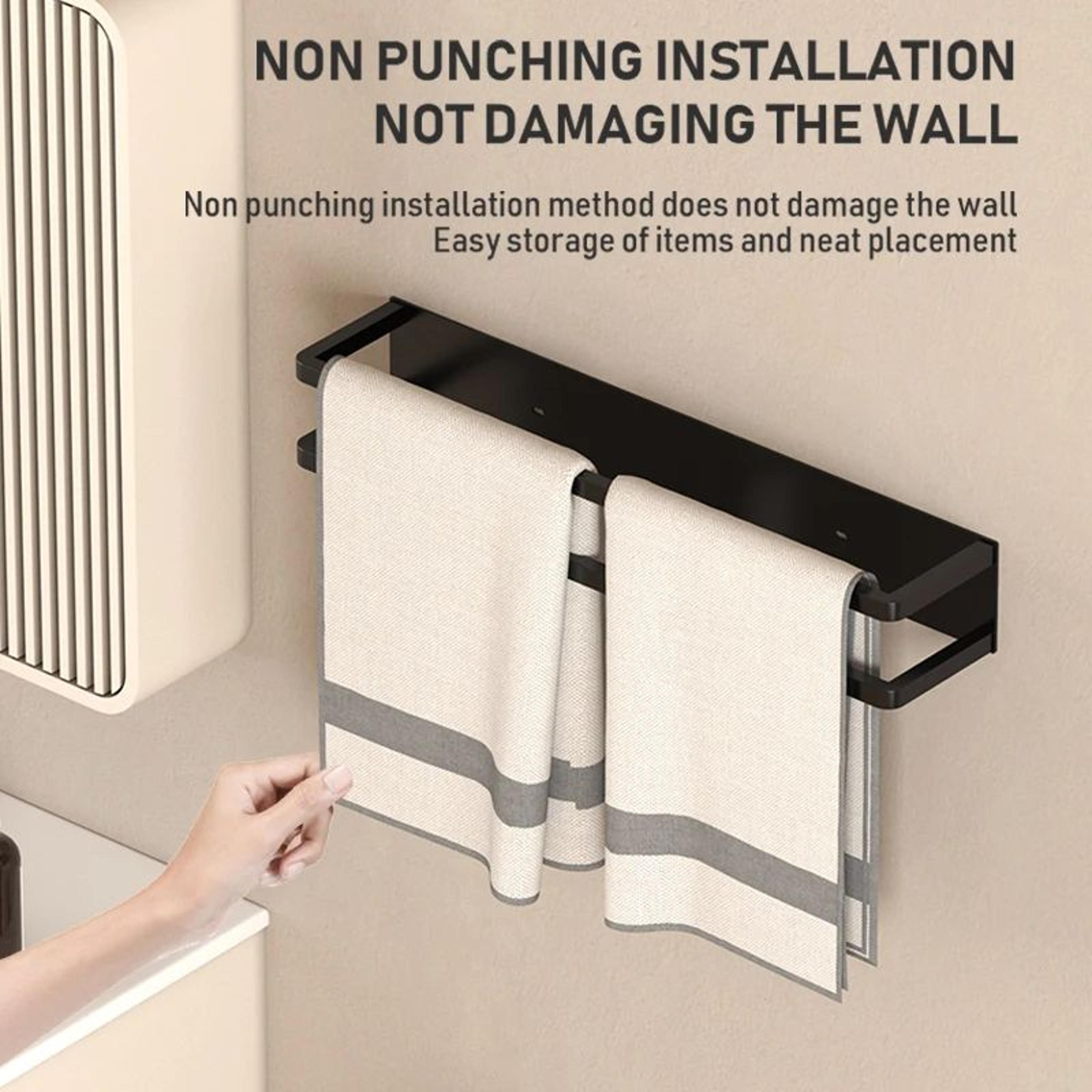 Wall Mounted Towel Storage Rack Space Saving Bathroom Organizer 4