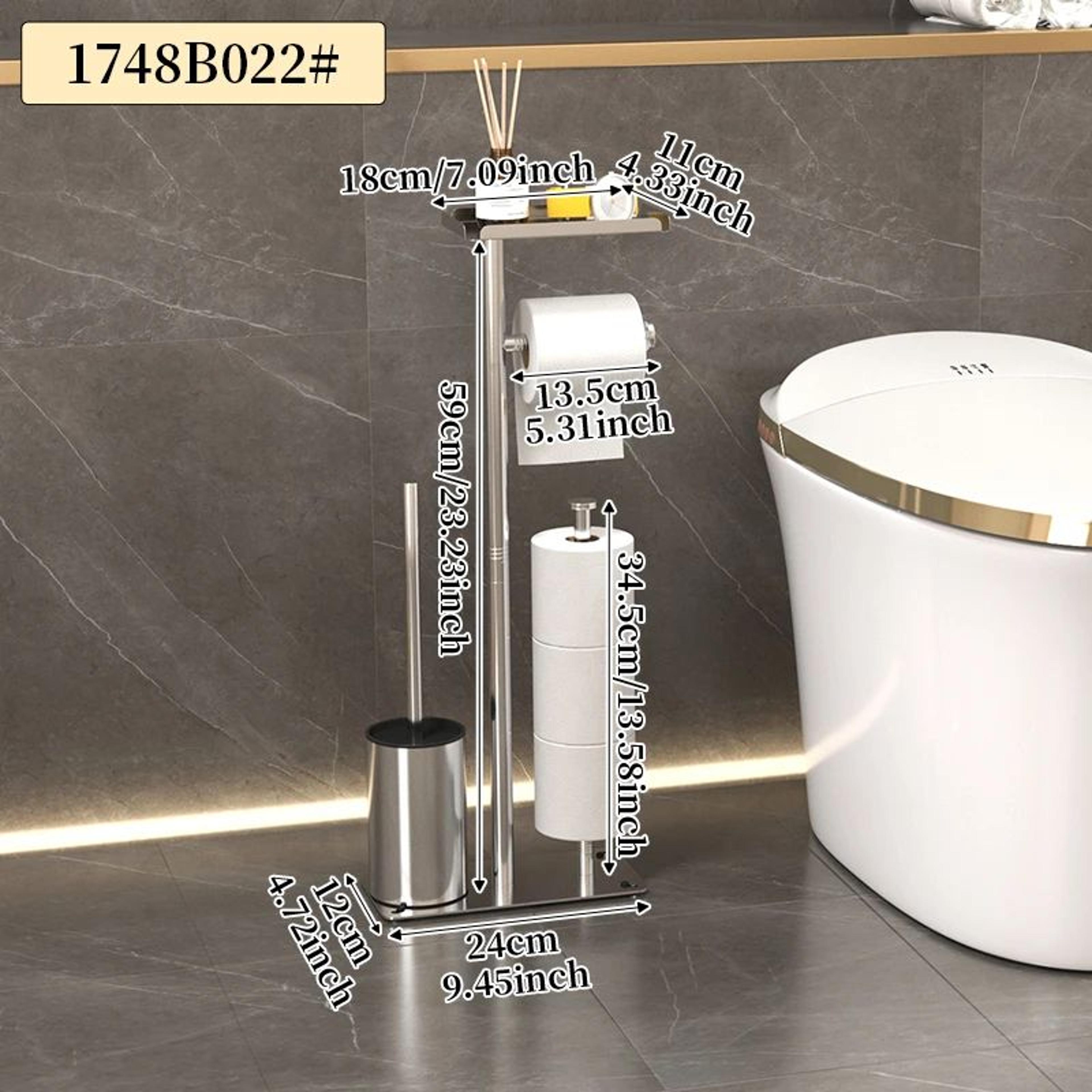 Luxury Floor Standing Toilet Paper Holder With Toilet Brush And Storage Rack 9