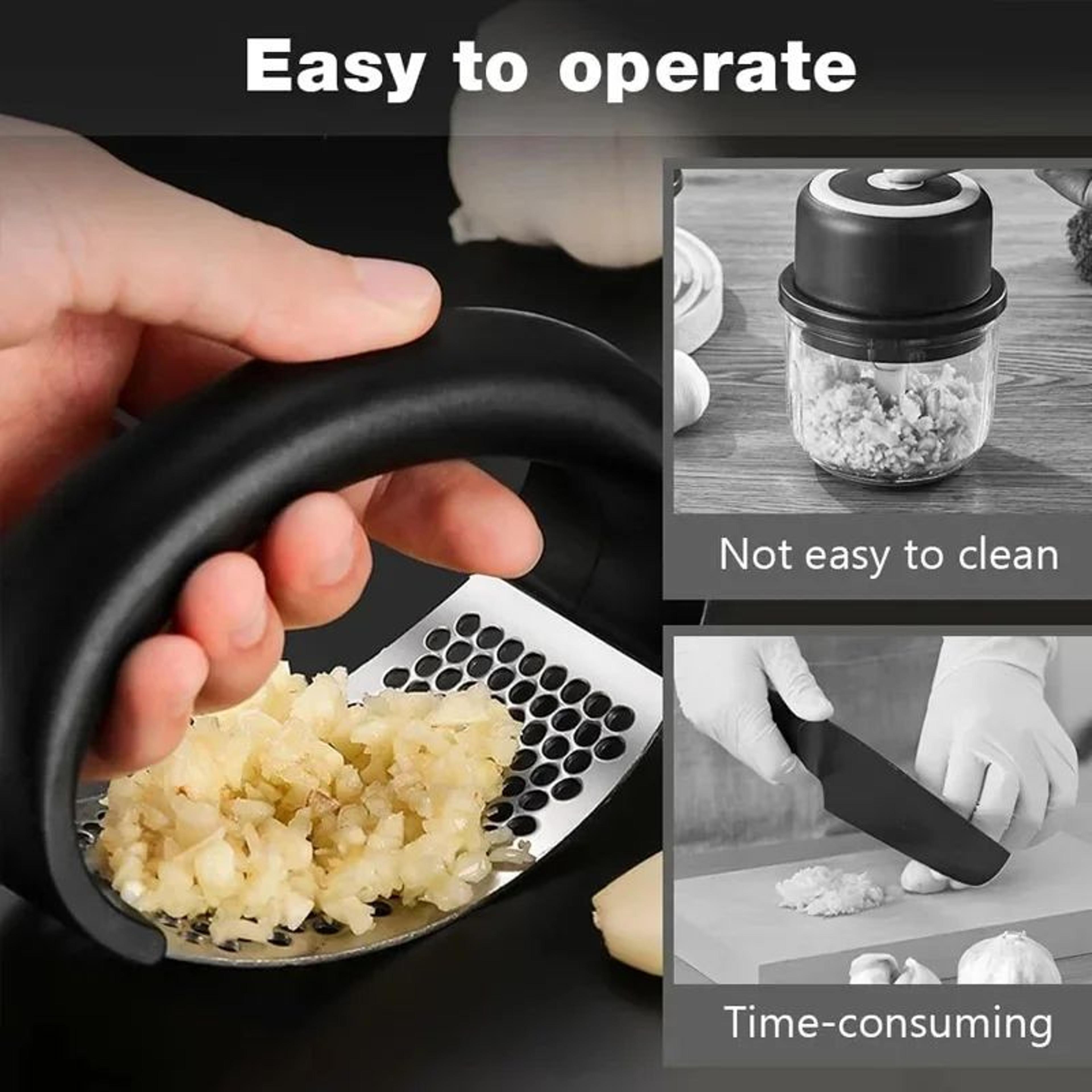 Heavy Duty Stainless Steel Garlic Press With Soft Grip Handle 3