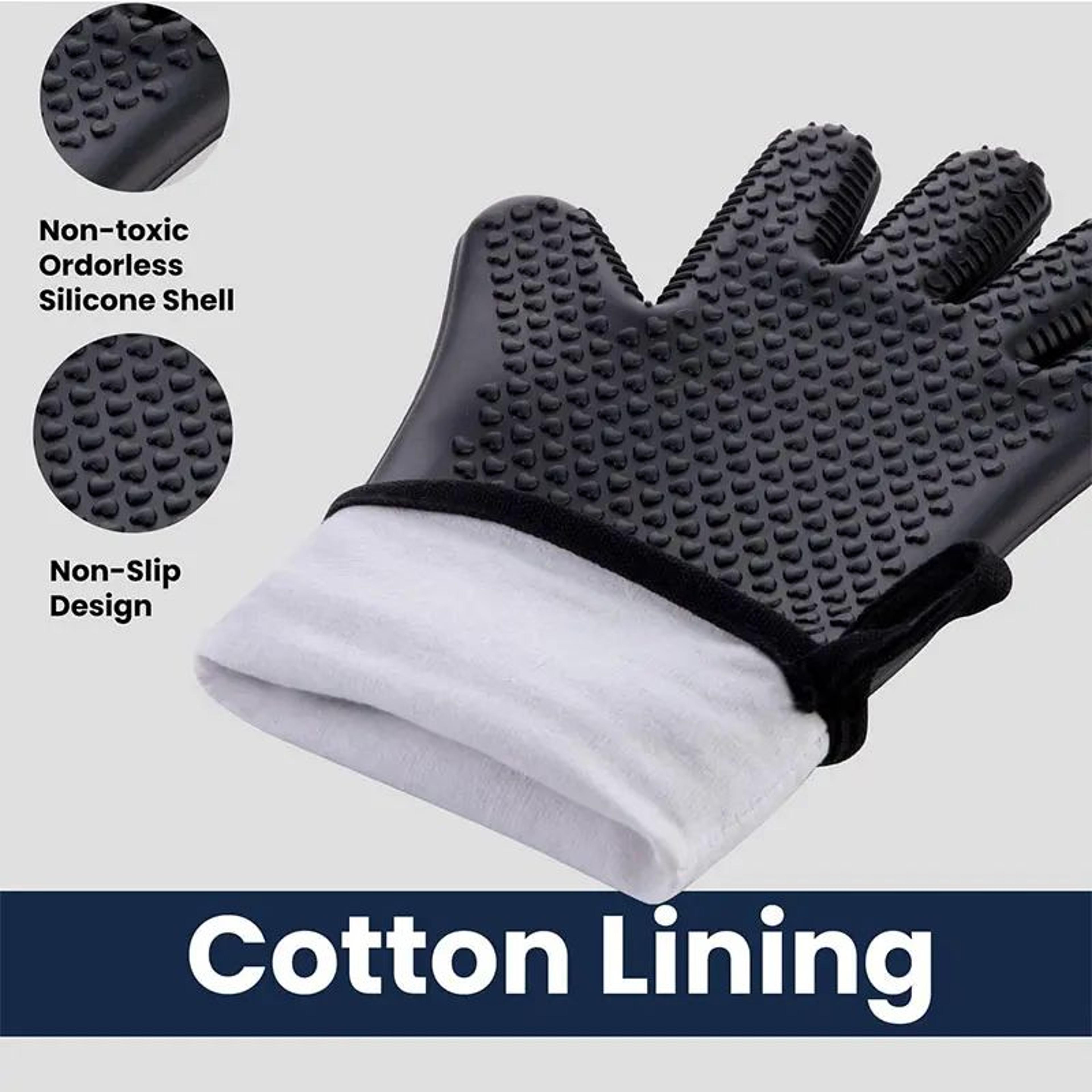 Extra Long Silicone Oven Mitts With Quilted Liner For Baking And Grilling 3