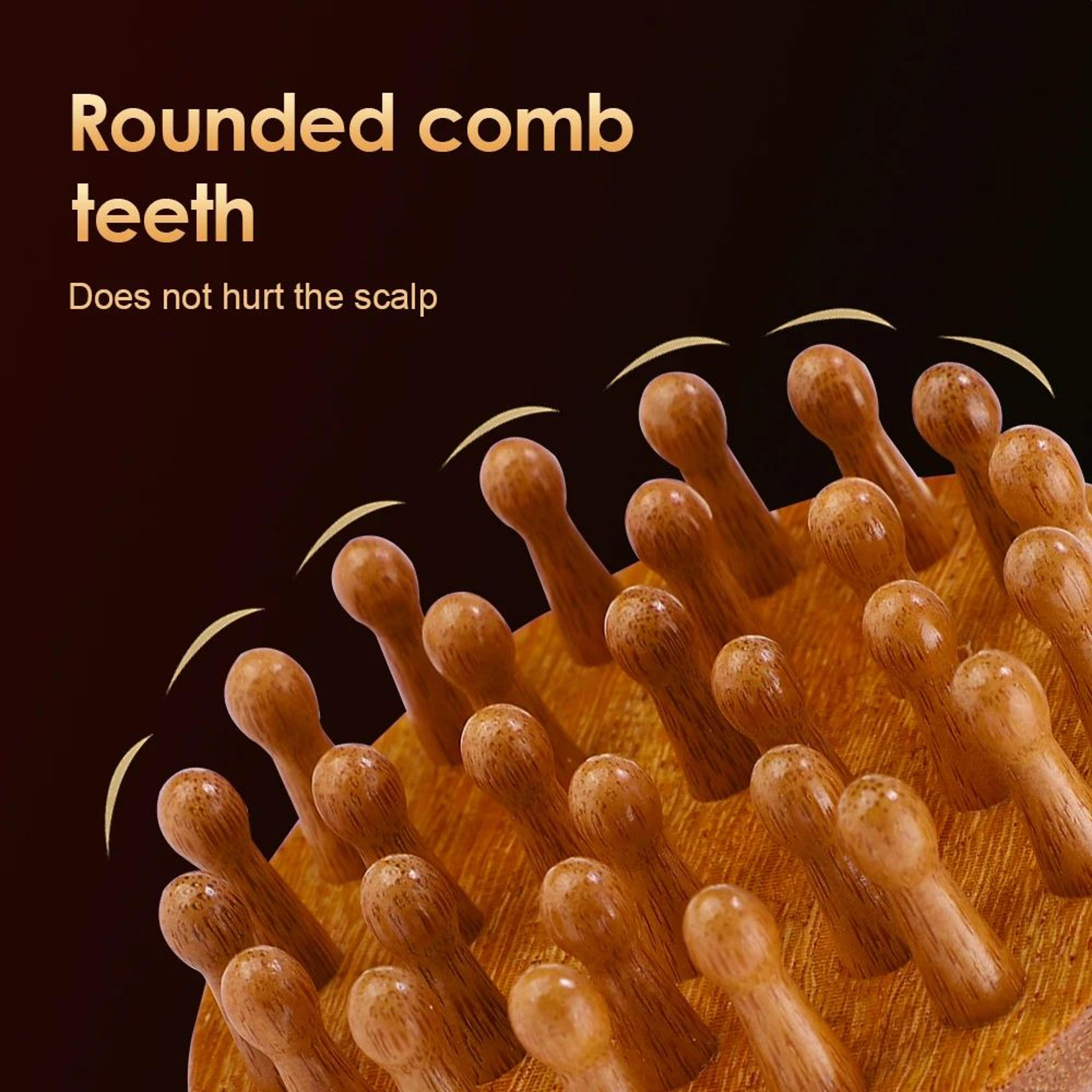 Natural Sandalwood Scalp Massager Comb With 28 Rounded Teeth For Head And Body Gua Sha 1