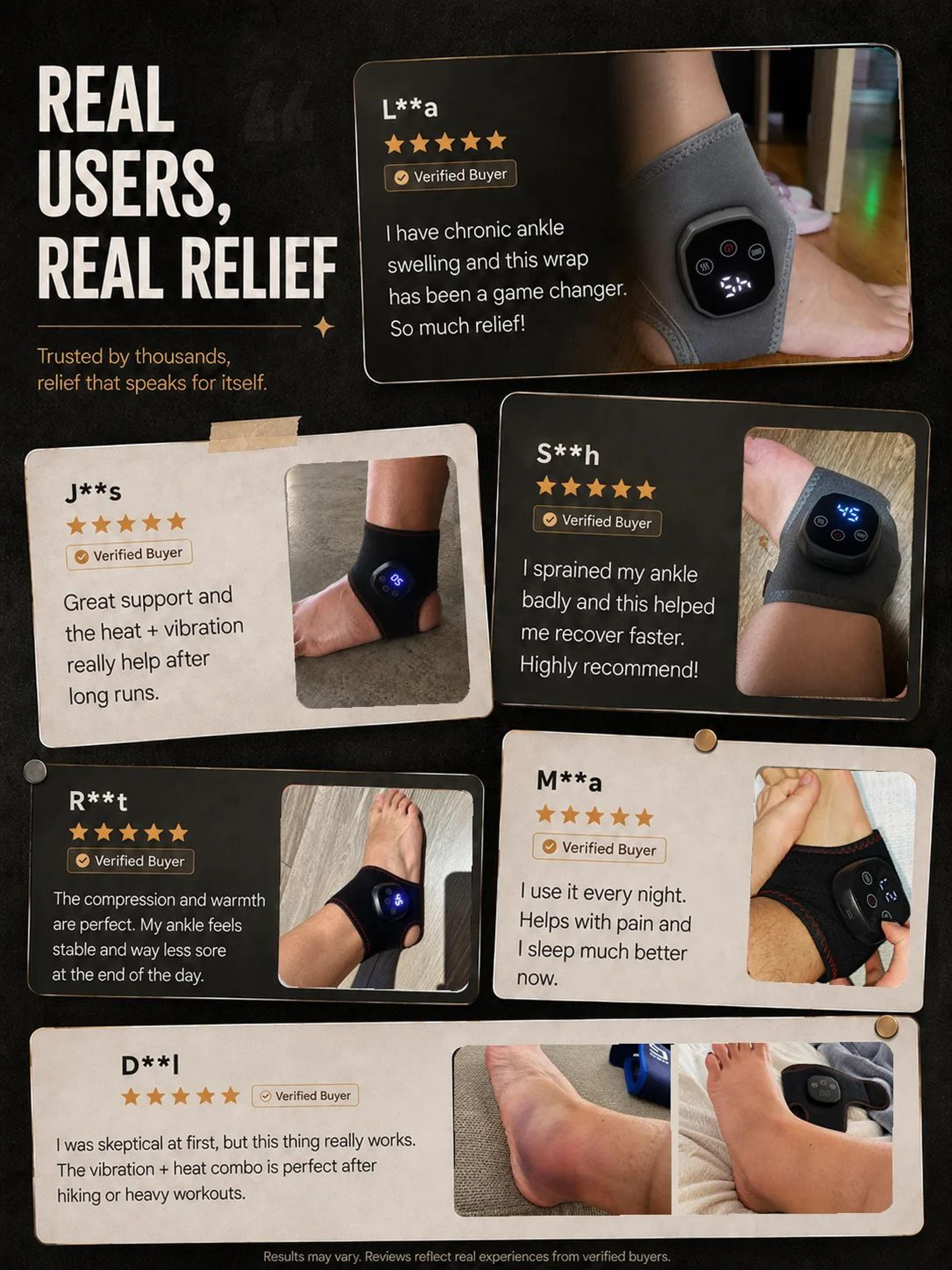 Portable Heated Ankle Massager Cordless Vibration Foot And Wrist Wrap 5